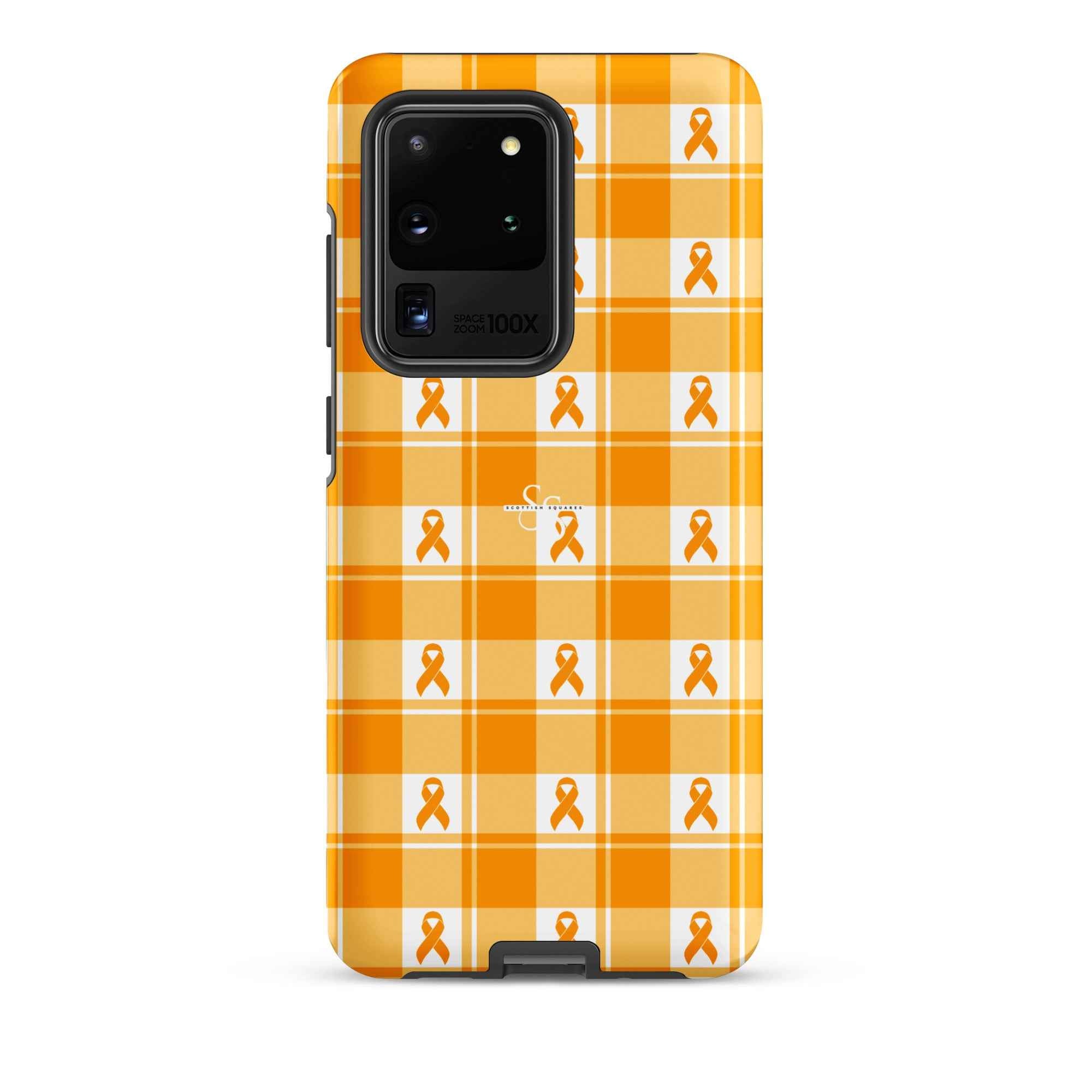 Tough Case for Samsung Kidney Cancer Awareness Plaid, Orange Ribbon, Supportive Gift Samsung Galaxy S20 Ultra - Scottish Squares