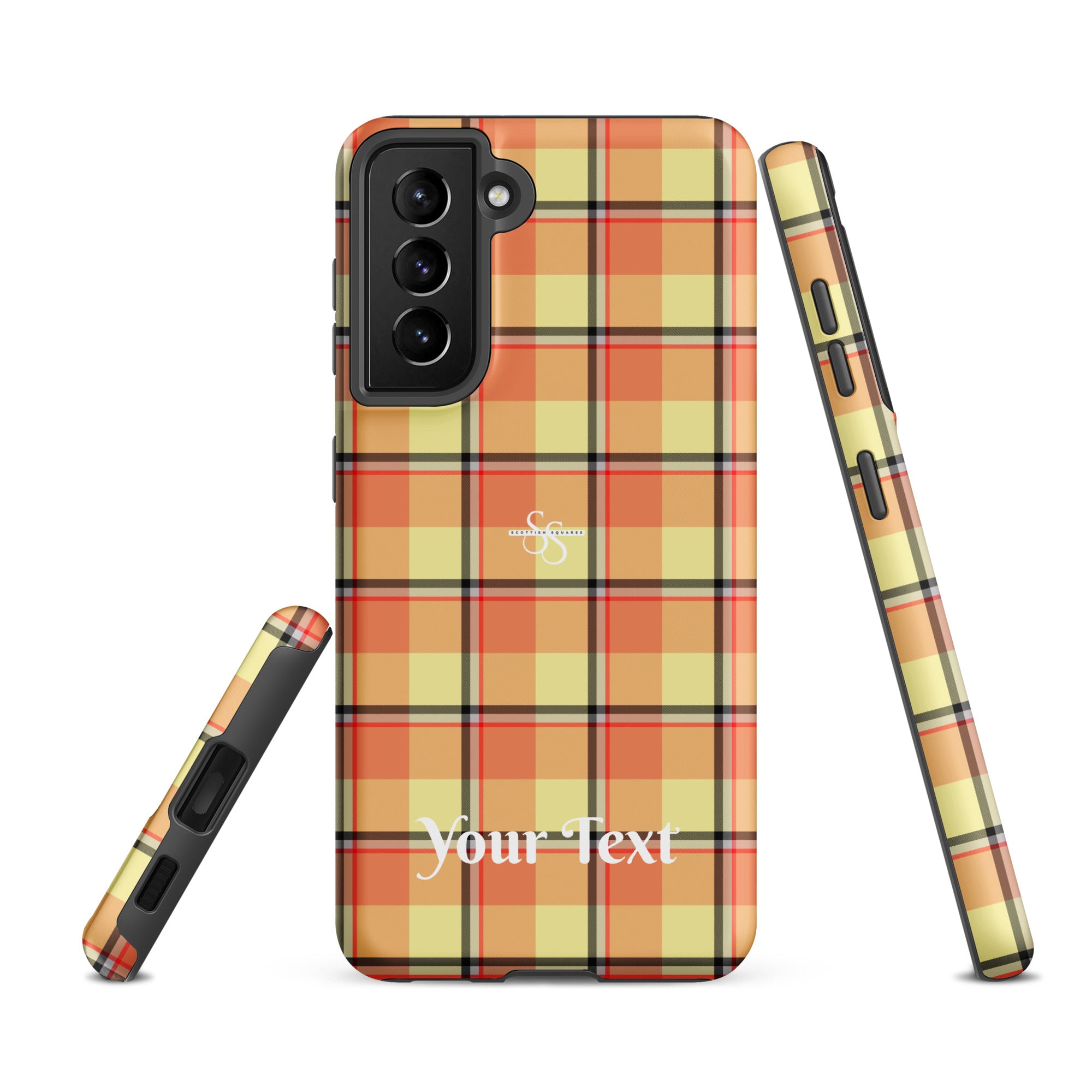 Personalized Claystone and Morning Mist Plaid Samsung Tough Case - Scottish Squares