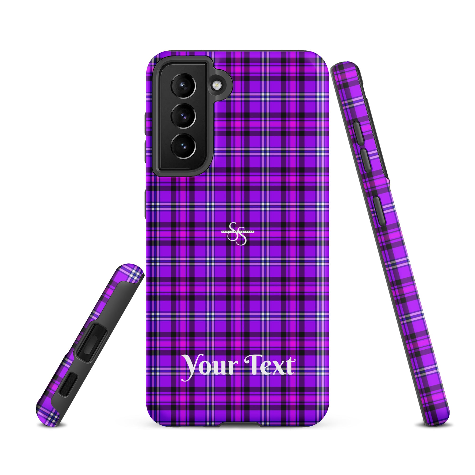 Personalized Electric Violet and Fuchsia Plaid Samsung Tough Case - Scottish Squares