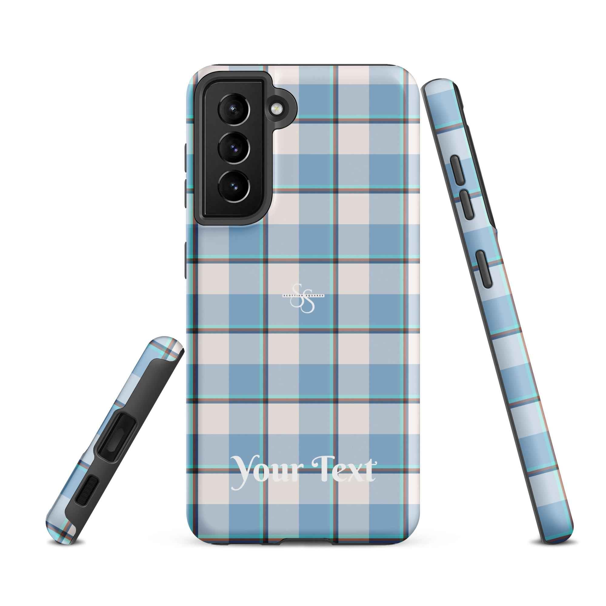 Personalized Pink Cloud and Blue Lagoon Plaid Samsung Tough Case - Scottish Squares