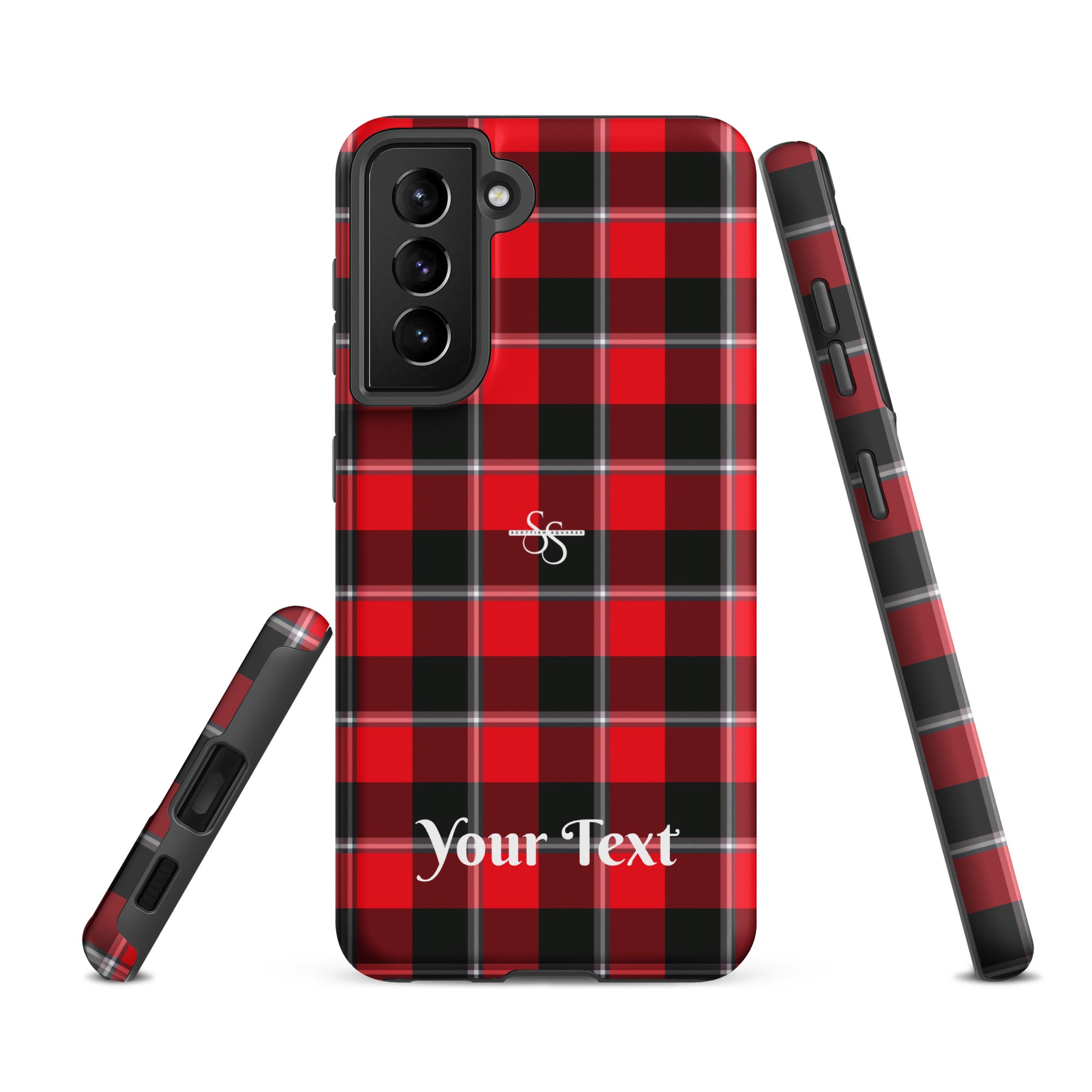Personalized Red Ribbon and Heavy Metal Plaid Samsung Tough Case - Scottish Squares