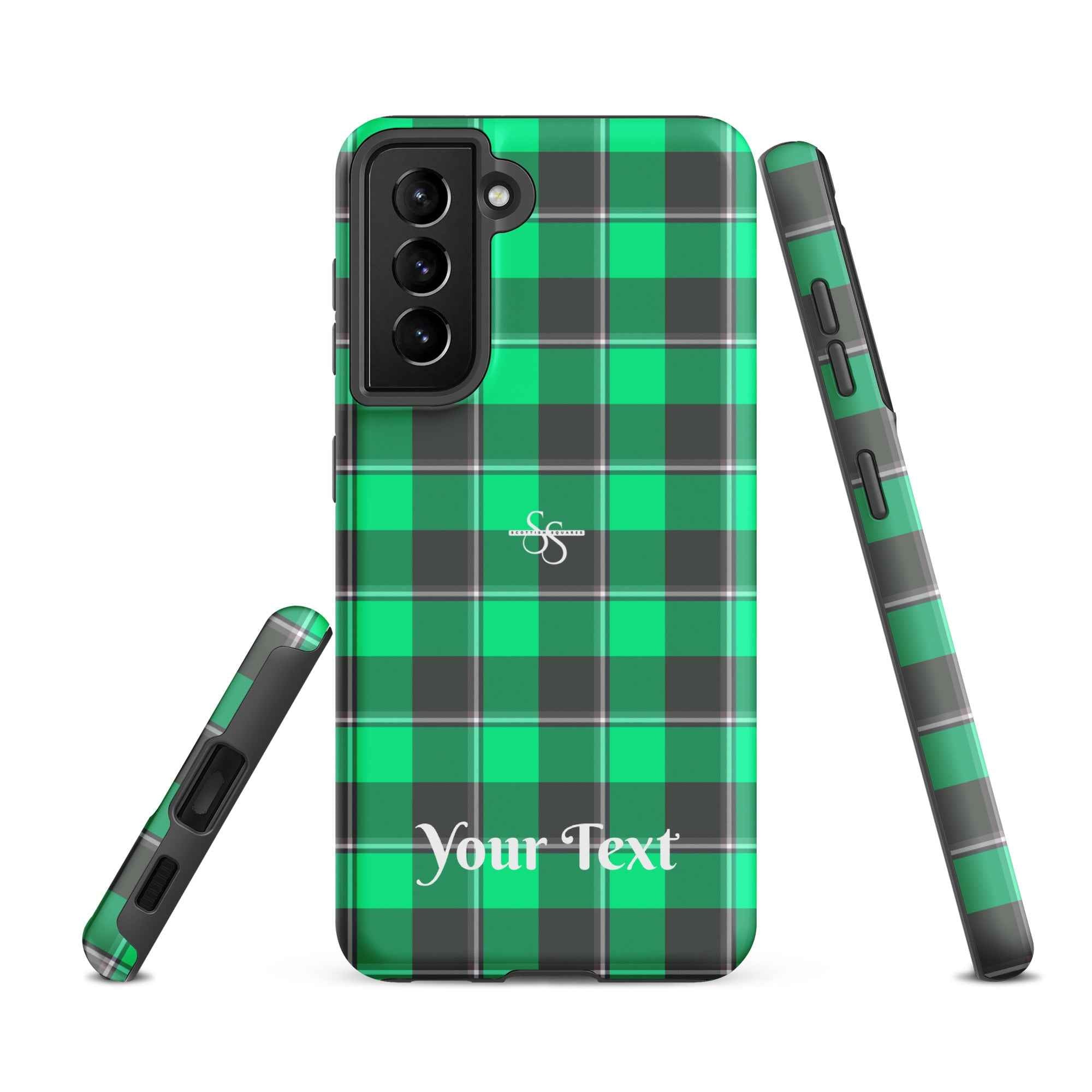 Personalized Spring Green and Finlandia Plaid Samsung Tough Case - Scottish Squares
