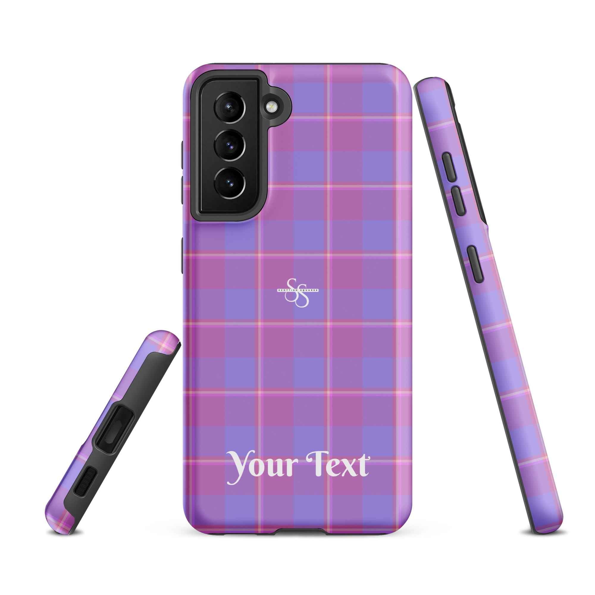 Personalized Viola and Dull Lavender Plaid Samsung Tough Case - Scottish Squares