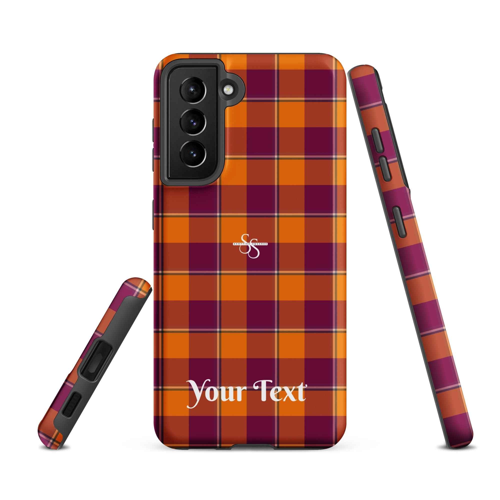 Personalized Tahiti Gold and Rose Bud Cherry Plaid Samsung Tough Case - Scottish Squares