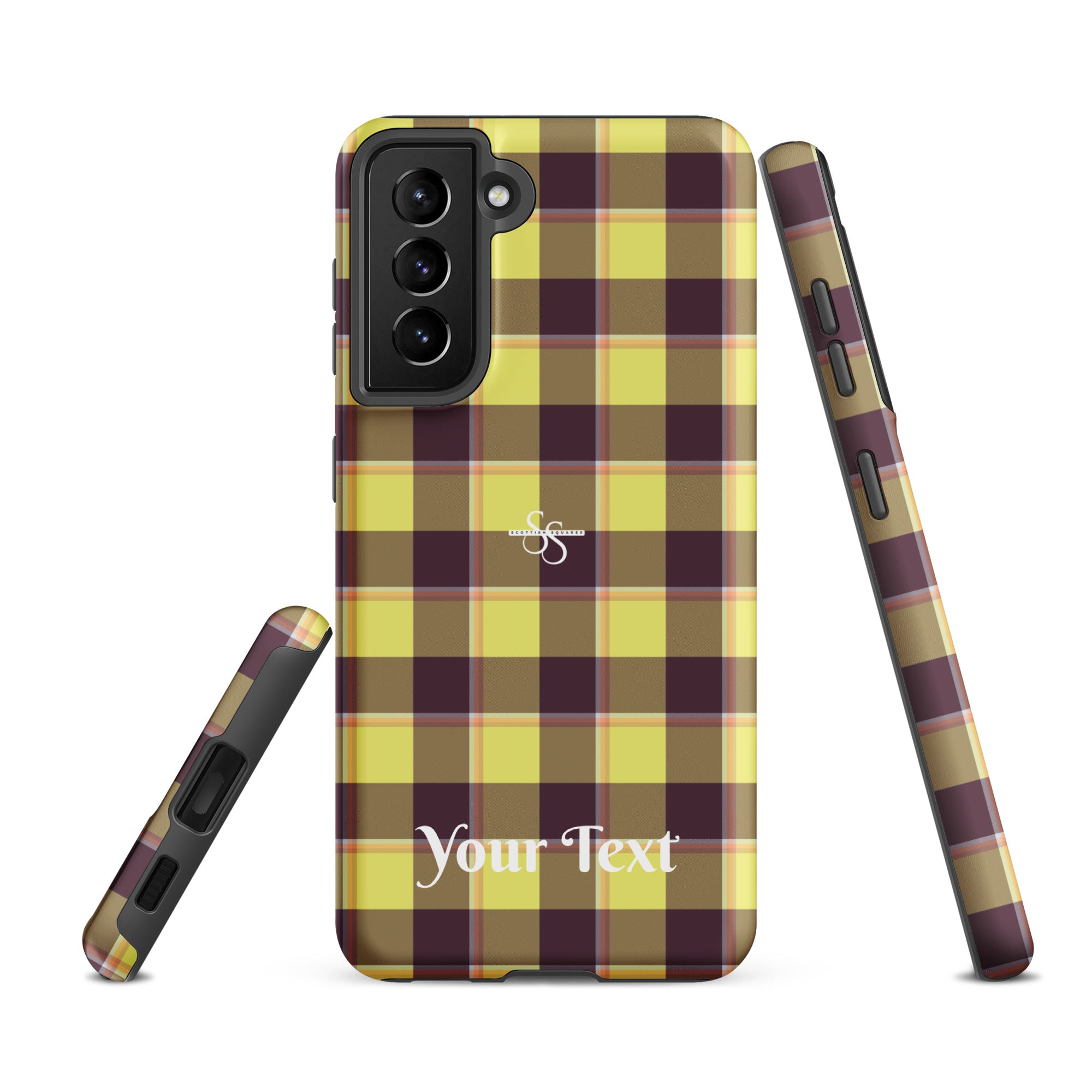 Personalized Flax and Livid Brown Plaid Samsung Tough Case - Scottish Squares