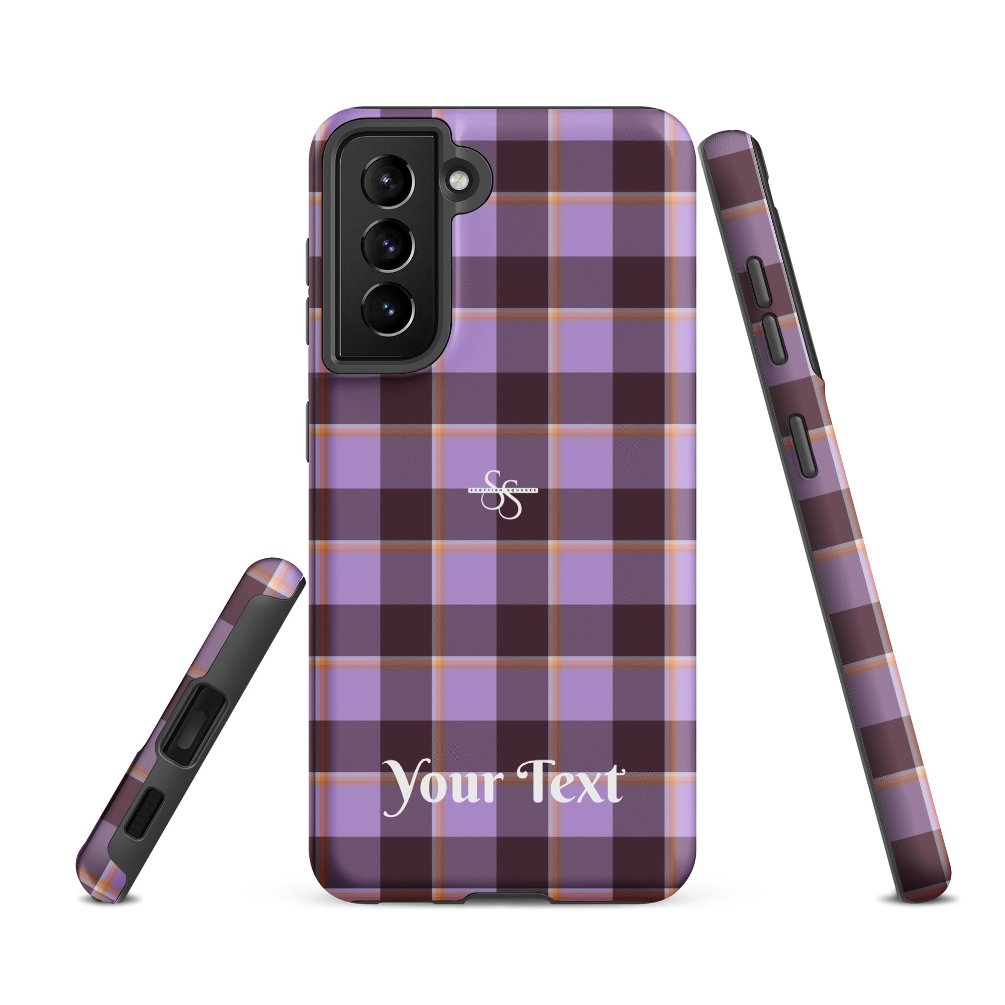 Personalized Light Wisteria and Livid Brown Plaid Samsung Tough Case - Scottish Squares