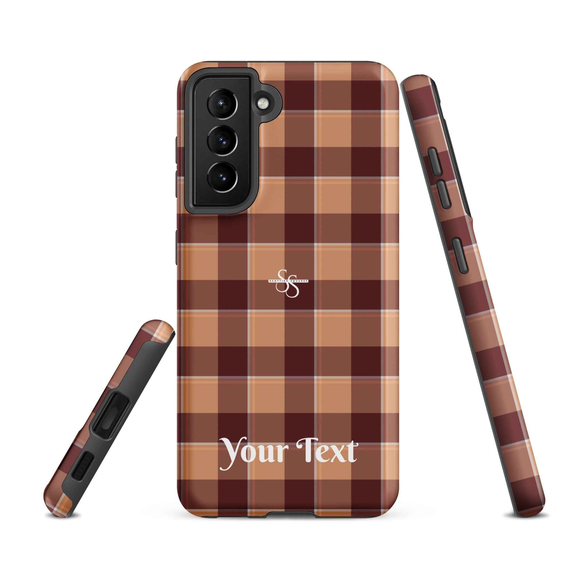 Personalized Whiskey and Livid Brown Plaid Samsung Tough Case - Scottish Squares