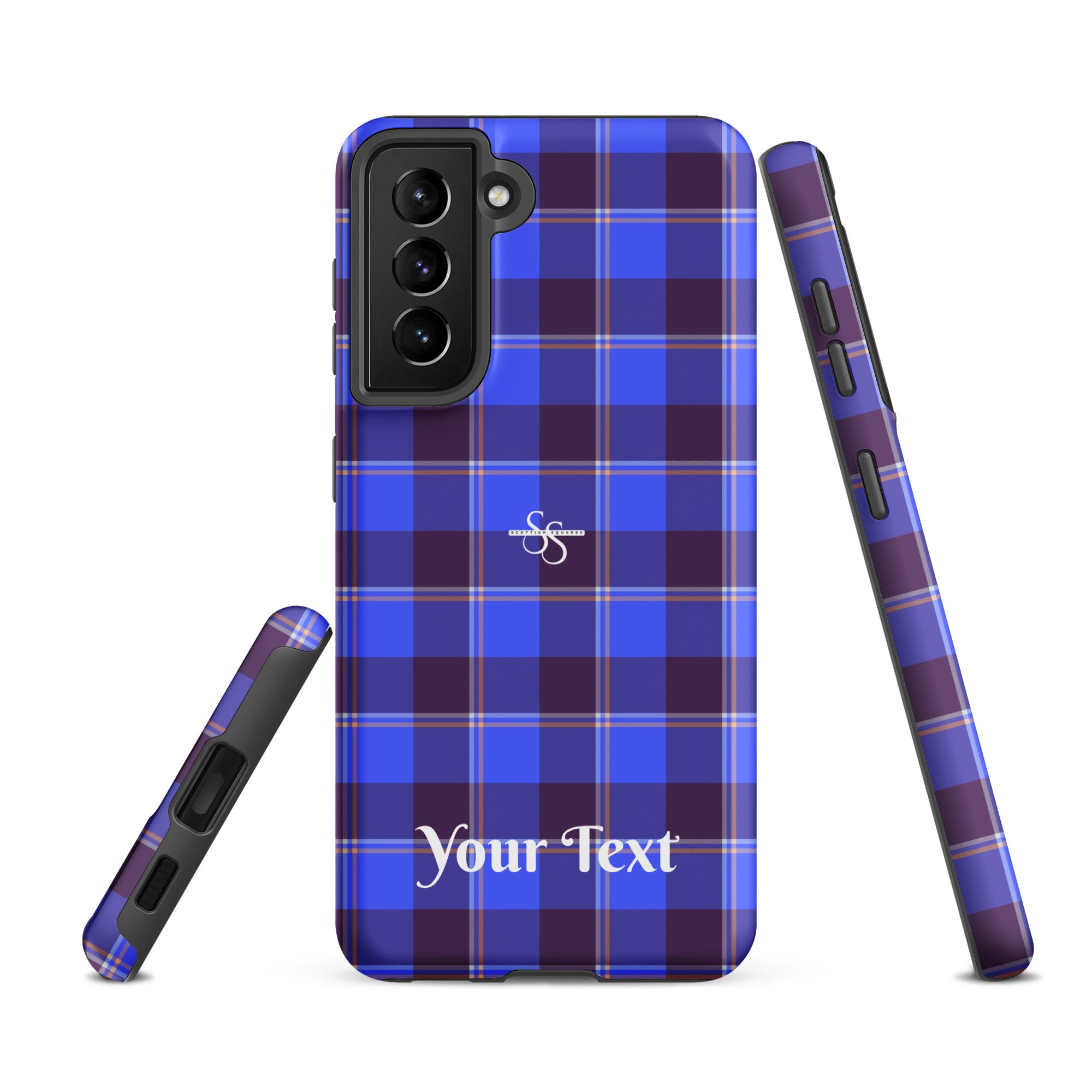 Personalized Cornflower Blue and Livid Brown Plaid Samsung Tough Case - Scottish Squares