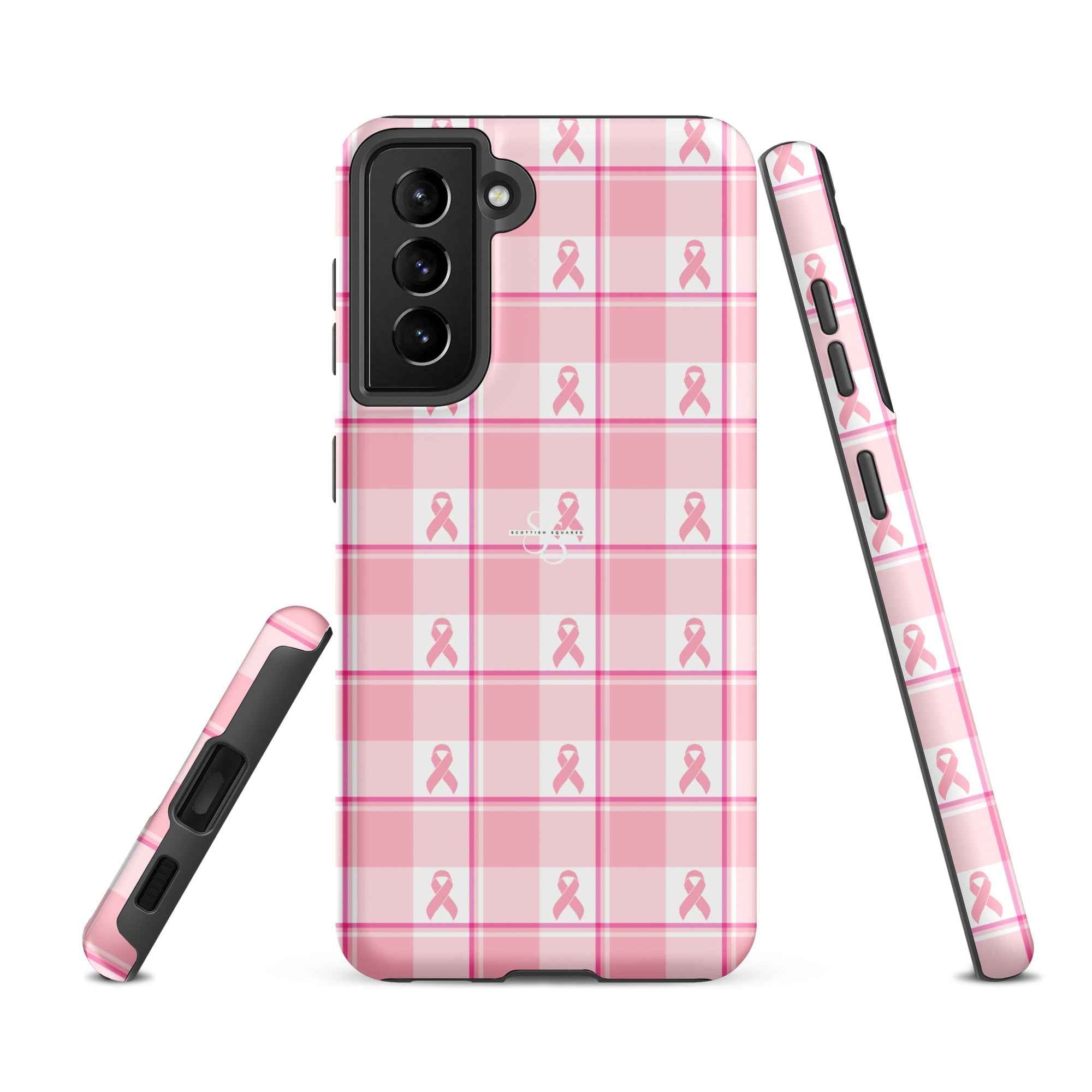 Tough Case for Samsung Breast Cancer Awareness Plaid Samsung Galaxy S21 FE - Scottish Squares