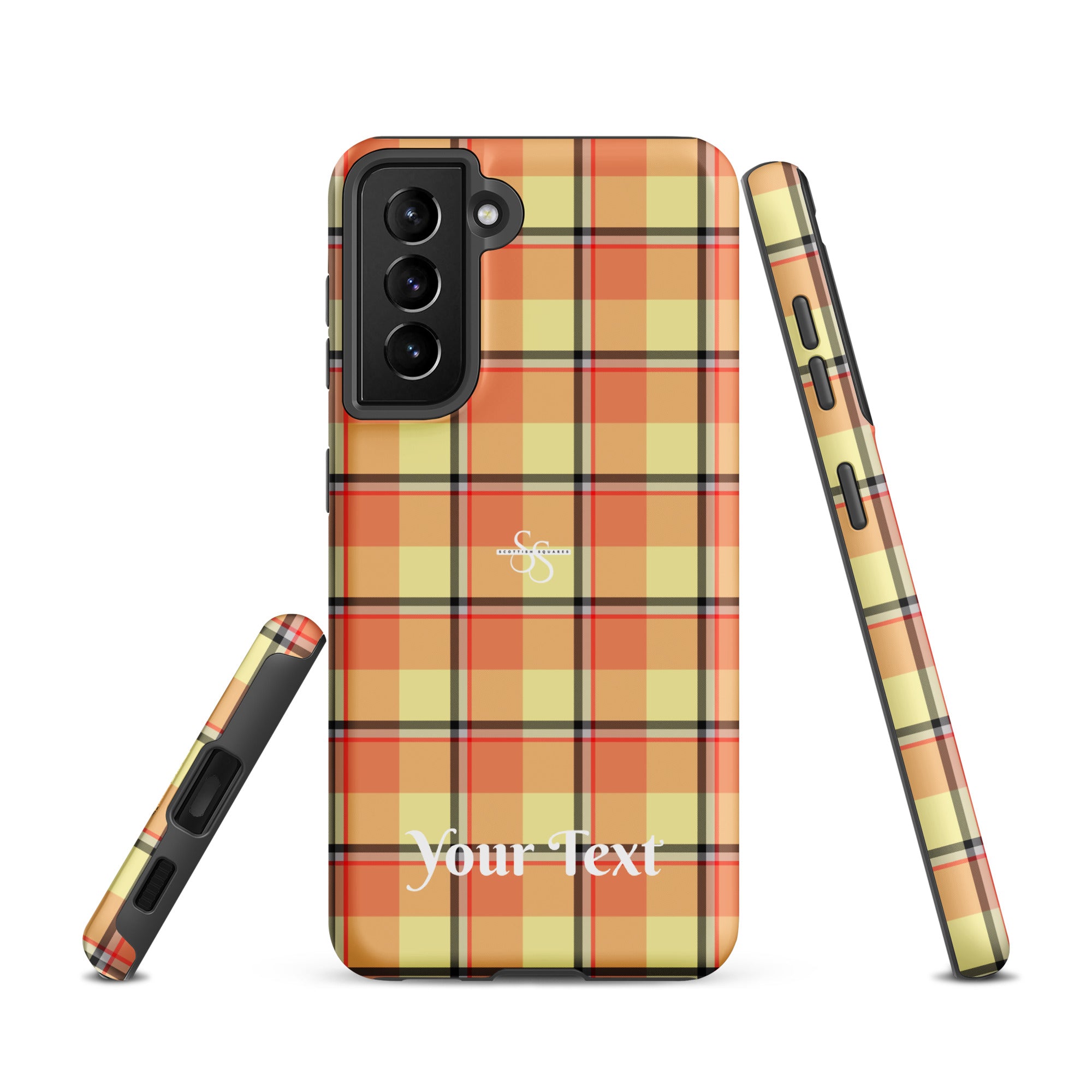 Personalized Claystone and Morning Mist Plaid Samsung Tough Case - Scottish Squares