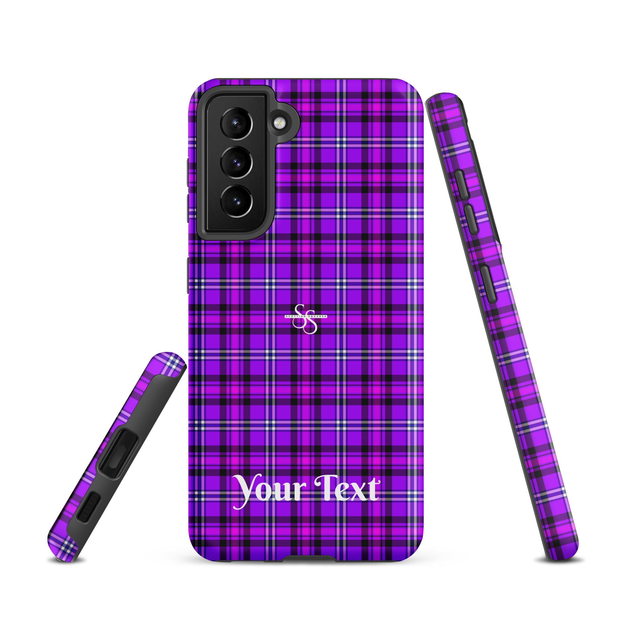 Personalized Electric Violet and Fuchsia Plaid Samsung Tough Case - Scottish Squares
