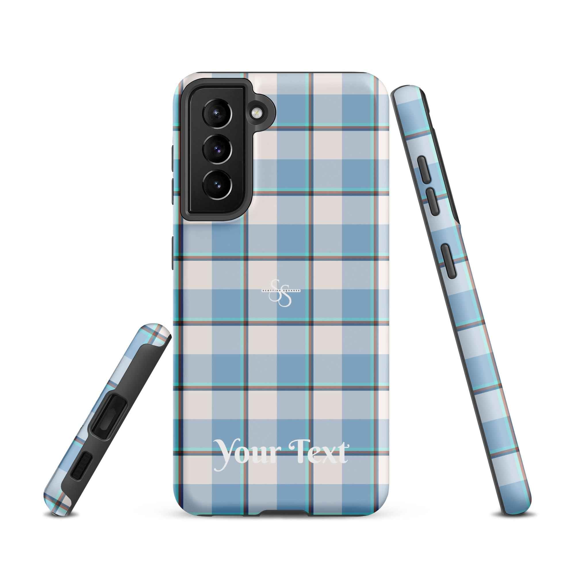 Personalized Pink Cloud and Blue Lagoon Plaid Samsung Tough Case - Scottish Squares