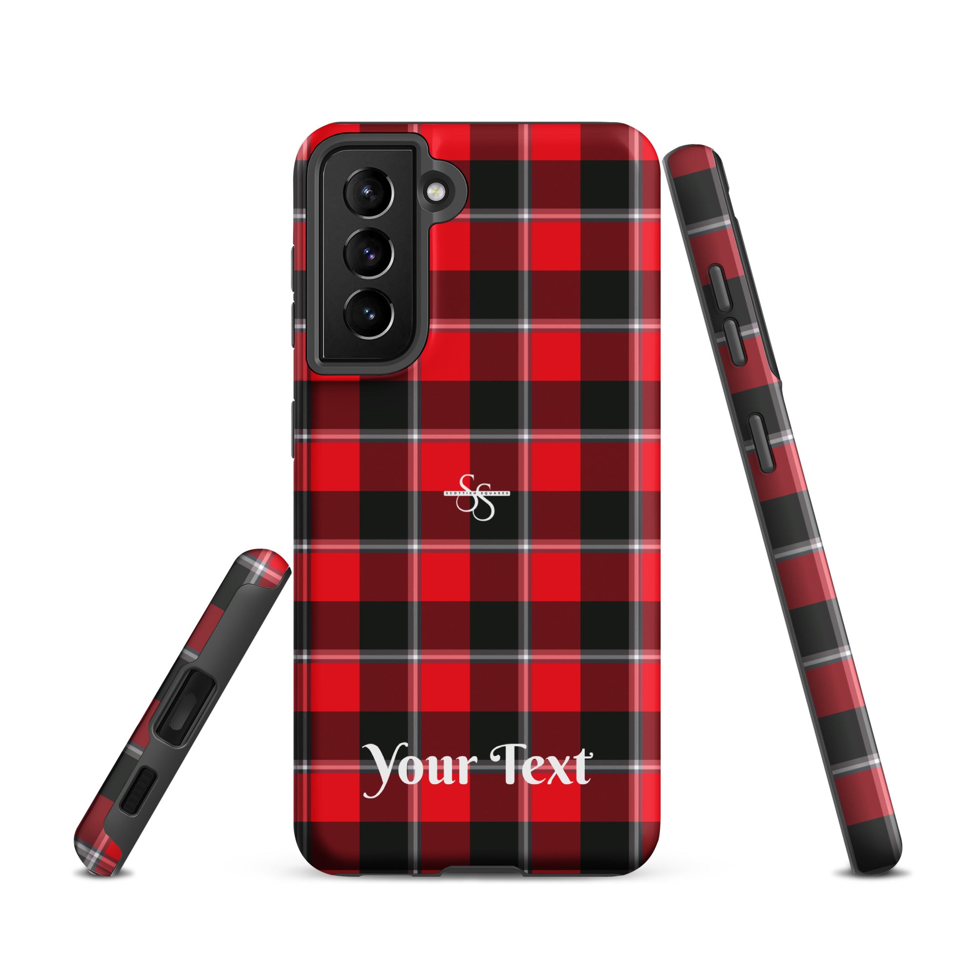 Personalized Red Ribbon and Heavy Metal Plaid Samsung Tough Case - Scottish Squares