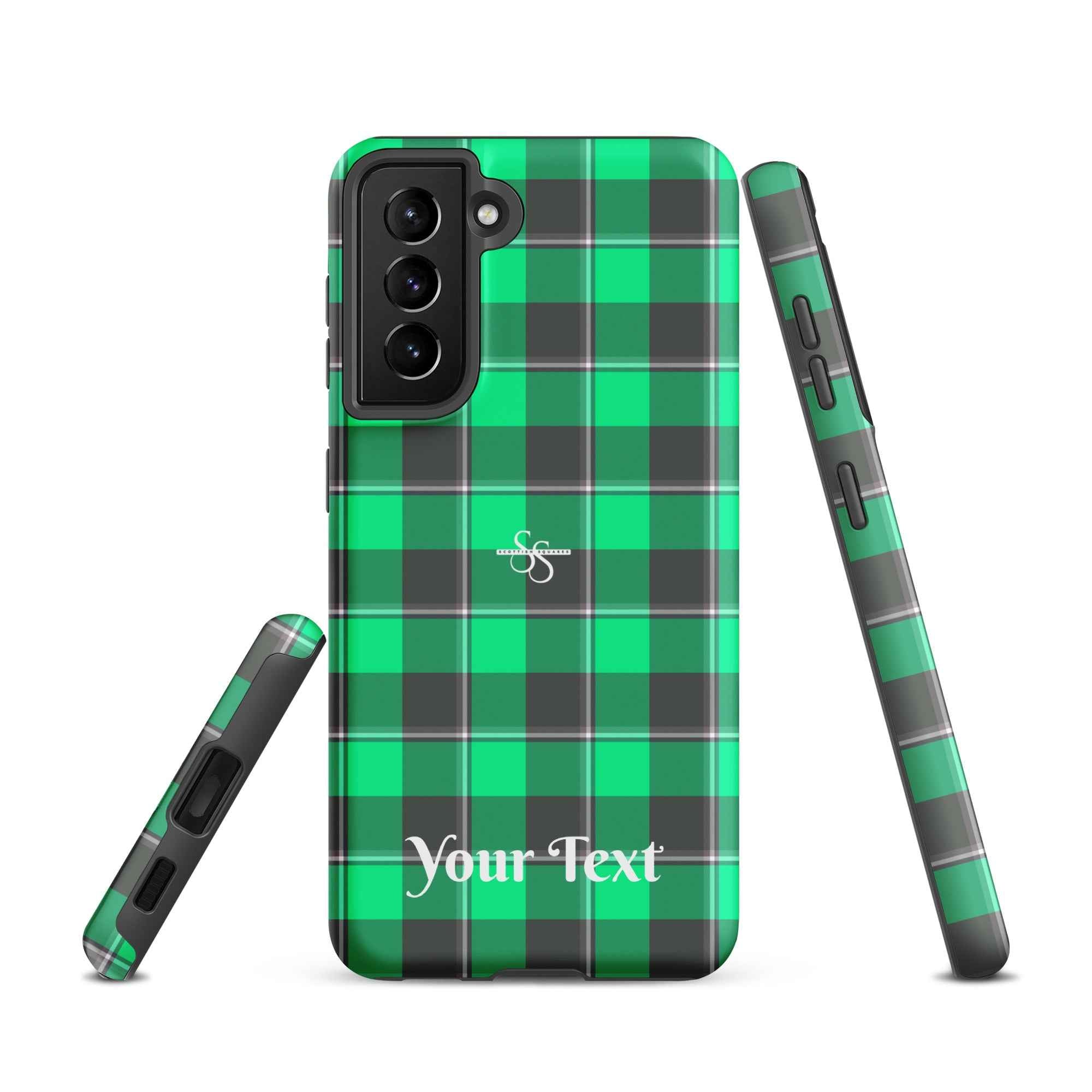 Personalized Spring Green and Finlandia Plaid Samsung Tough Case - Scottish Squares