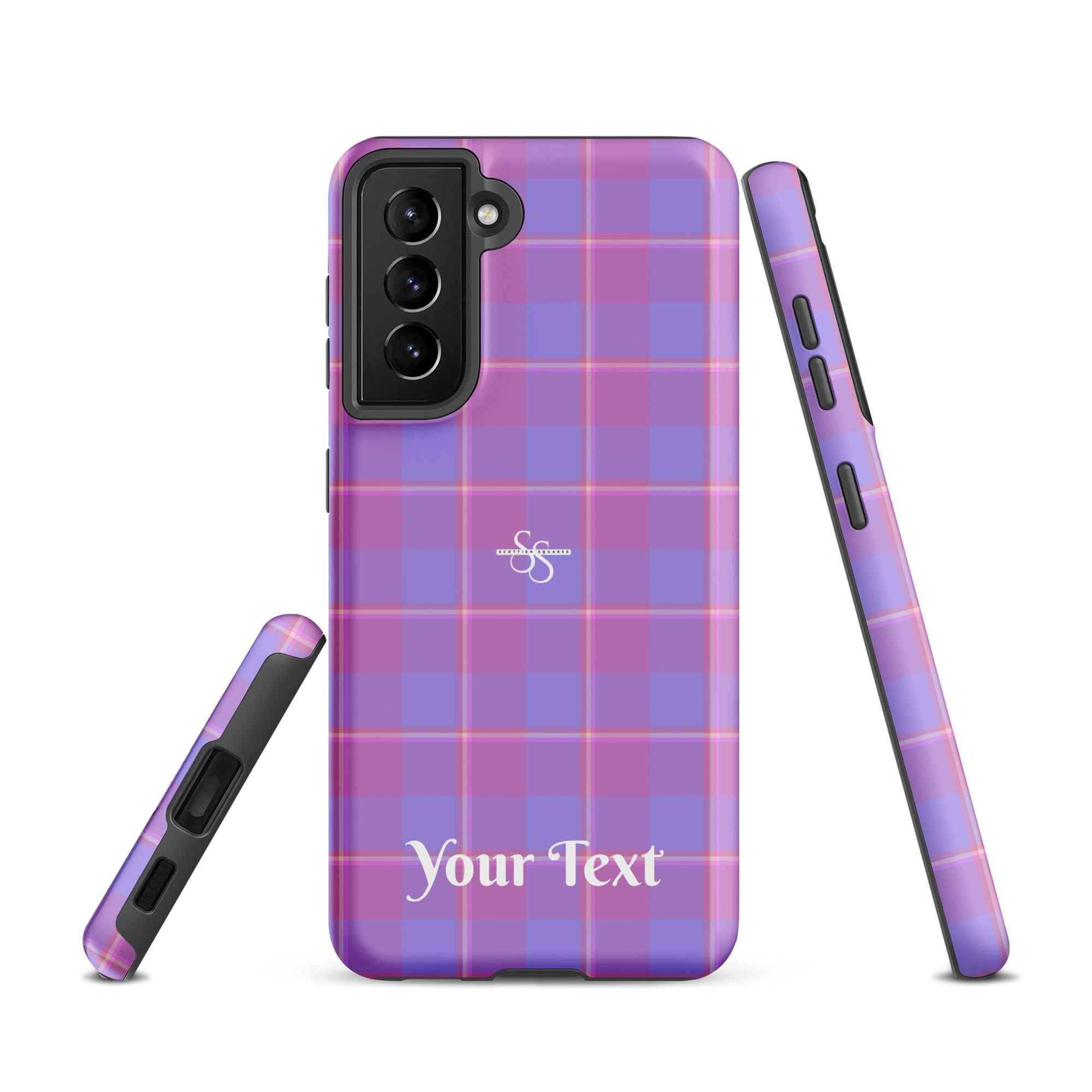 Personalized Viola and Dull Lavender Plaid Samsung Tough Case - Scottish Squares