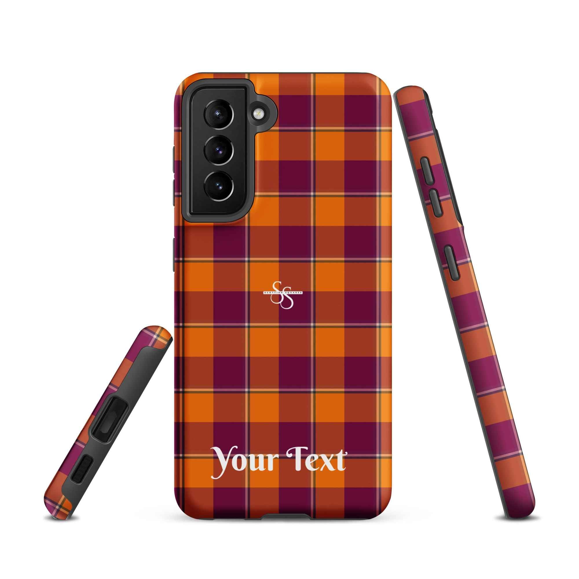 Personalized Tahiti Gold and Rose Bud Cherry Plaid Samsung Tough Case - Scottish Squares