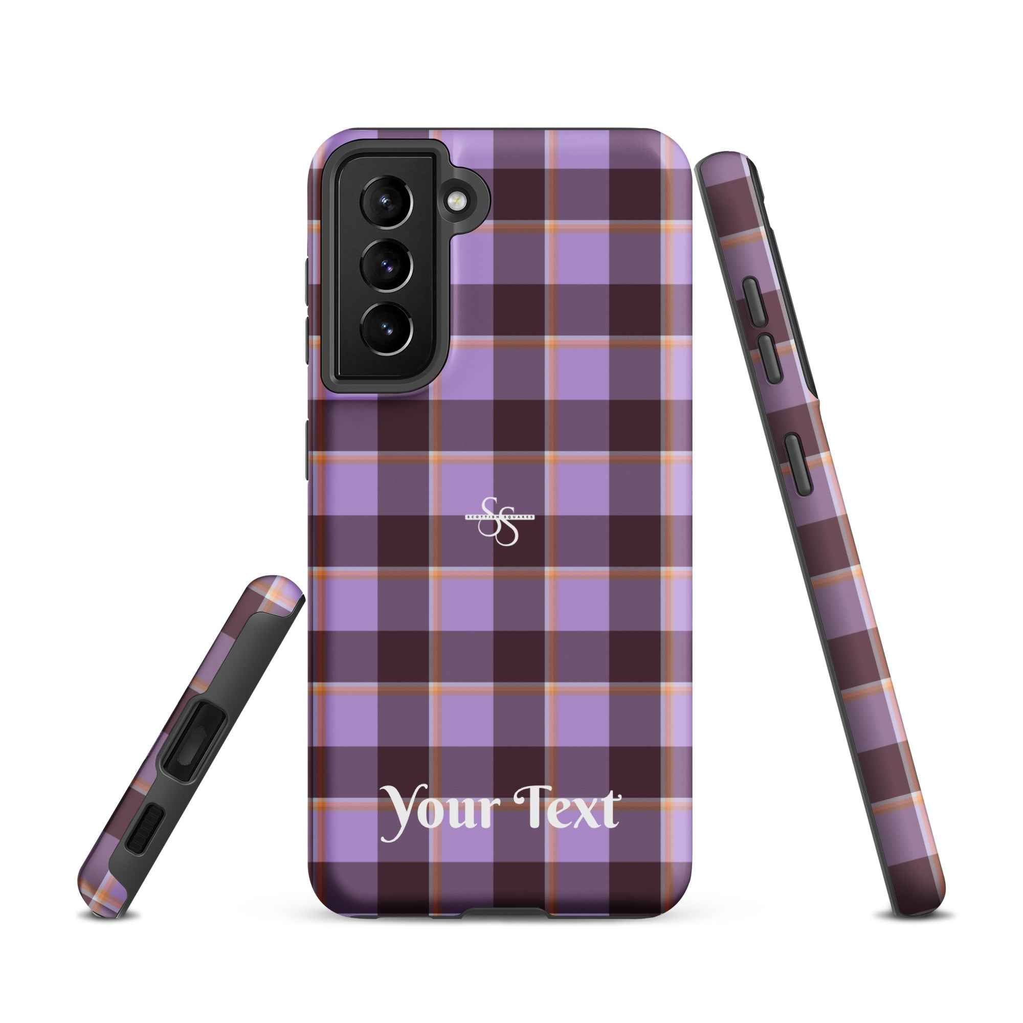 Personalized Light Wisteria and Livid Brown Plaid Samsung Tough Case - Scottish Squares