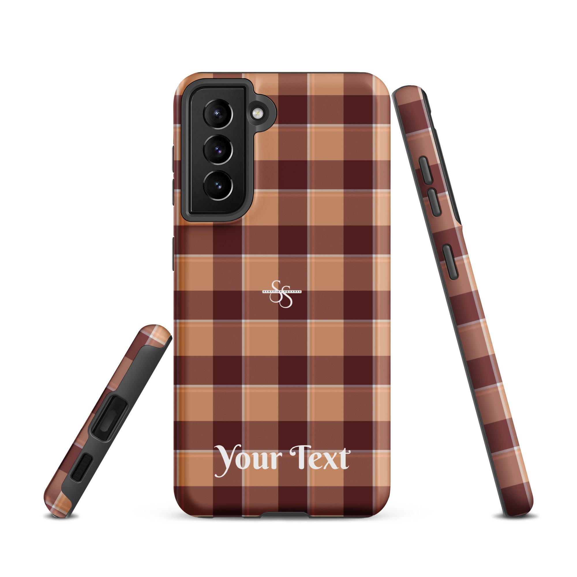 Personalized Whiskey and Livid Brown Plaid Samsung Tough Case - Scottish Squares