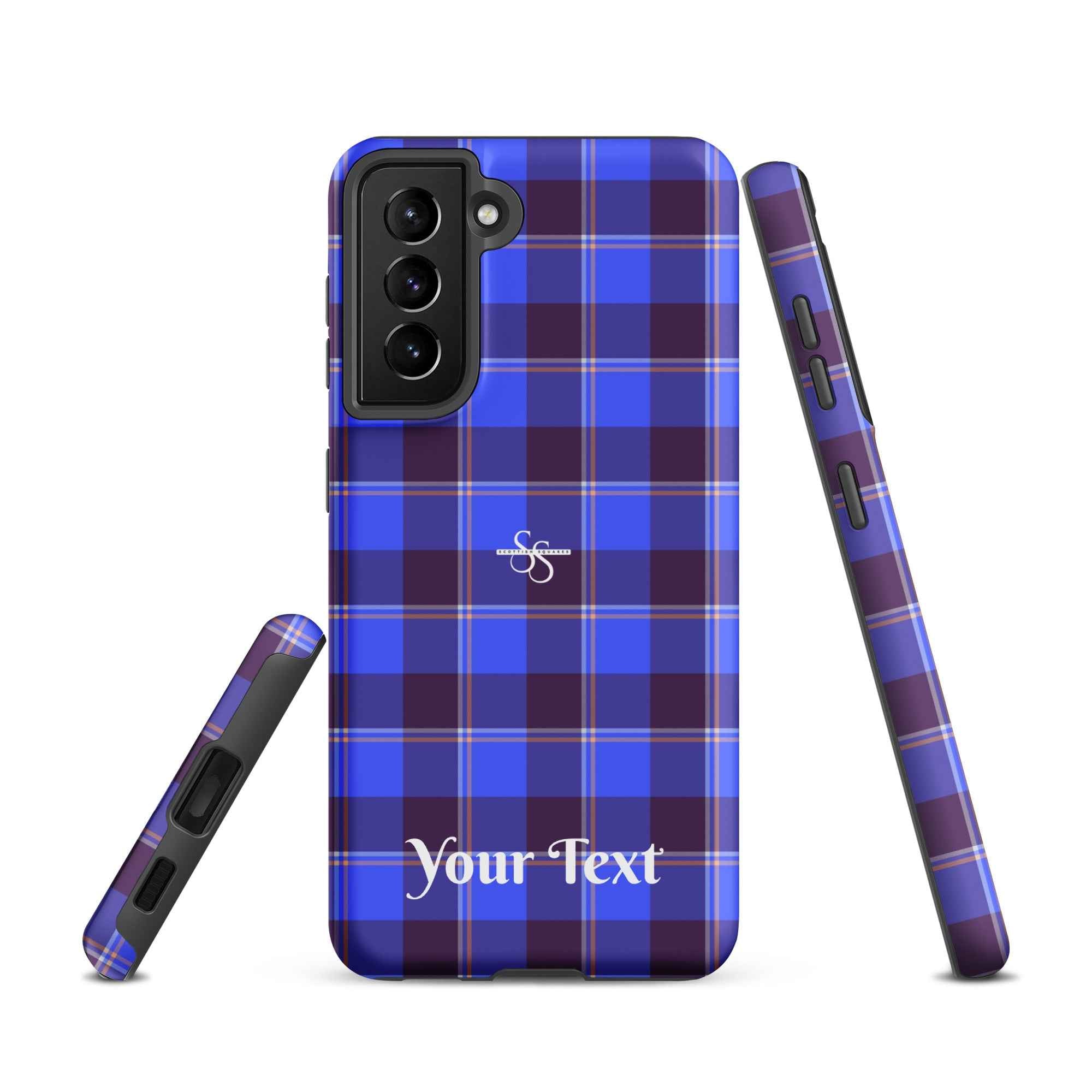 Personalized Cornflower Blue and Livid Brown Plaid Samsung Tough Case - Scottish Squares