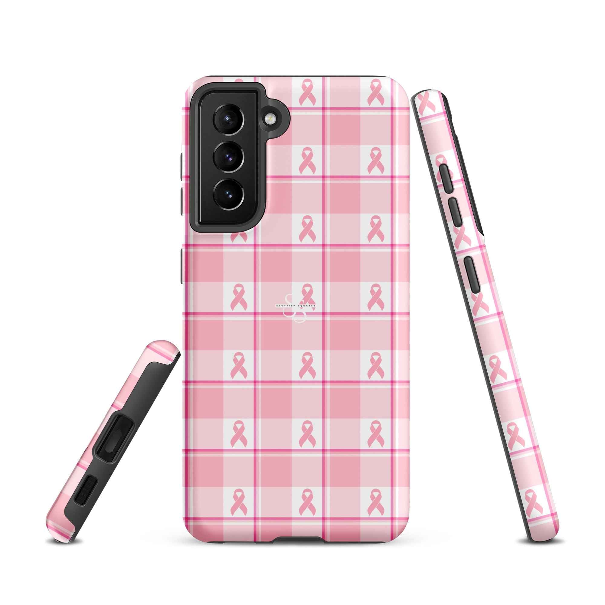 Tough Case for Samsung Breast Cancer Awareness Plaid Samsung Galaxy S21 - Scottish Squares