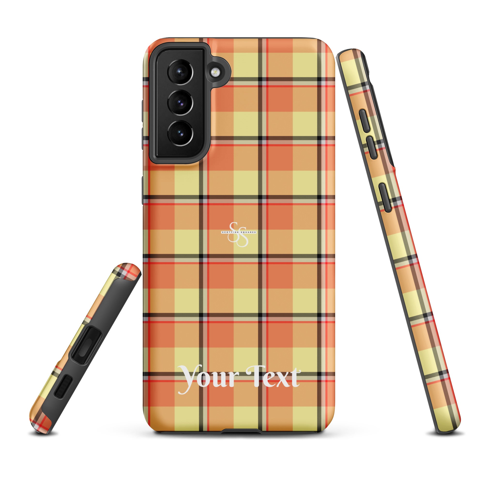Personalized Claystone and Morning Mist Plaid Samsung Tough Case - Scottish Squares
