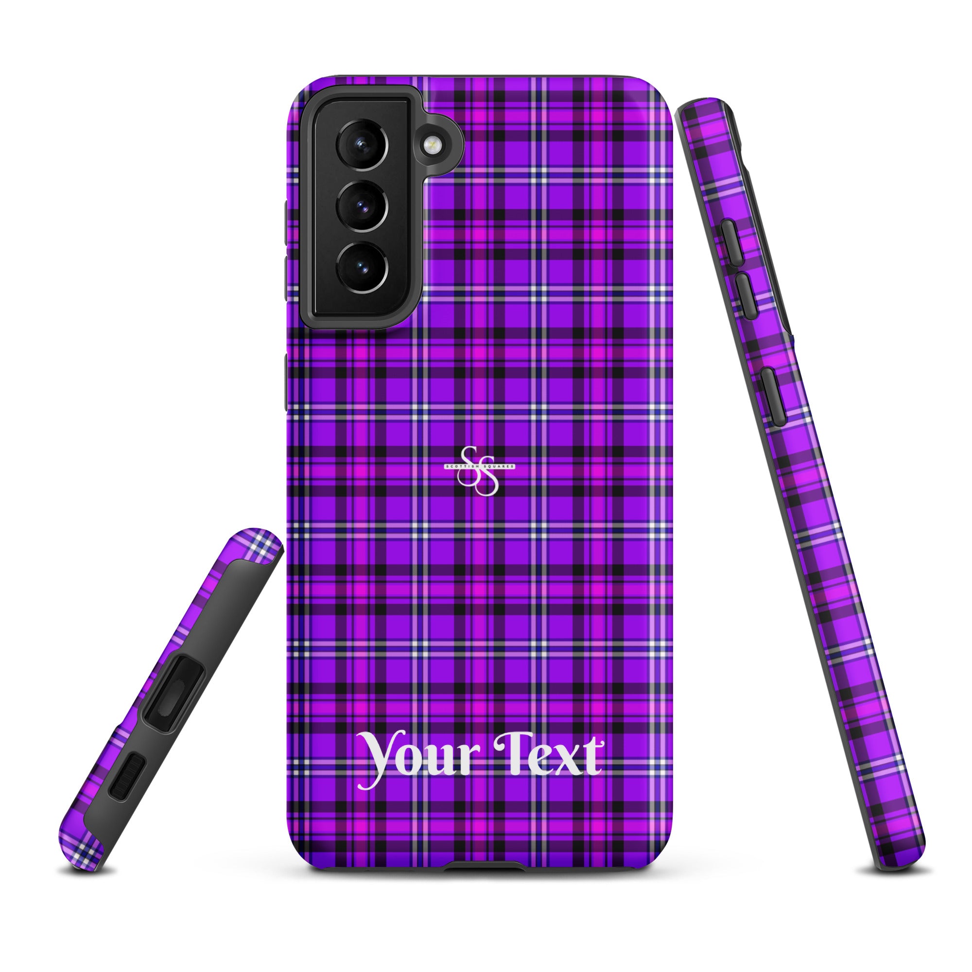 Personalized Electric Violet and Fuchsia Plaid Samsung Tough Case - Scottish Squares