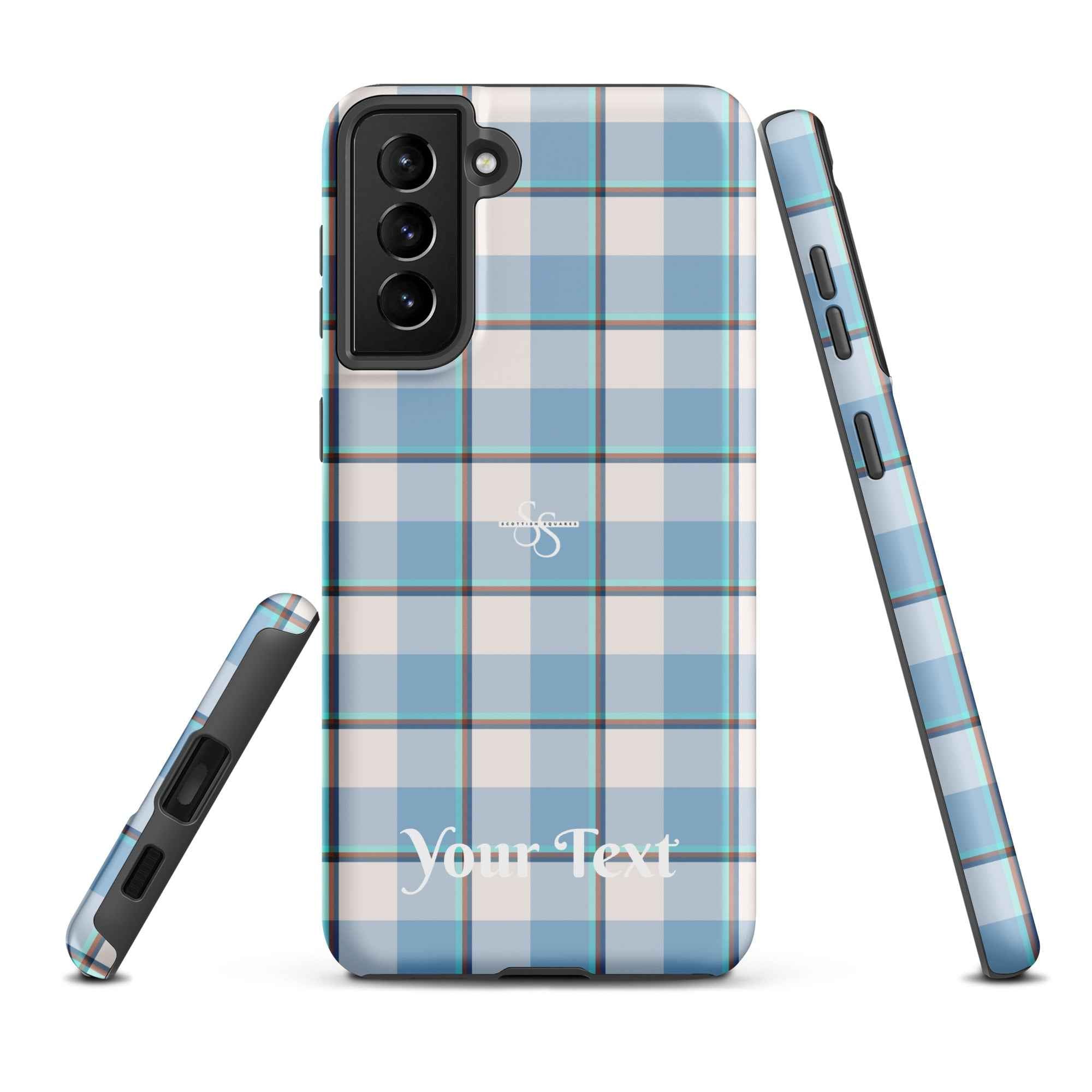 Personalized Pink Cloud and Blue Lagoon Plaid Samsung Tough Case - Scottish Squares