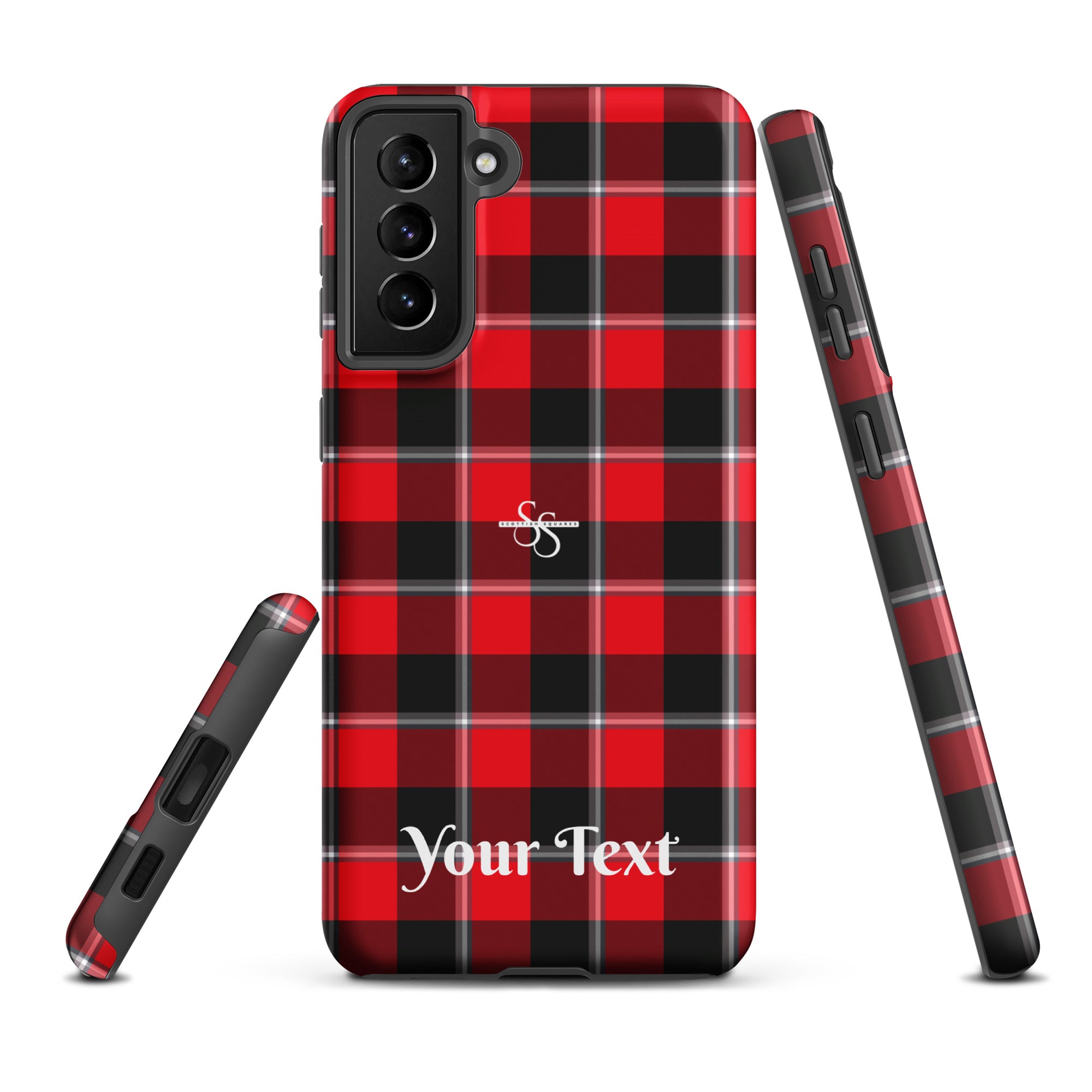 Personalized Red Ribbon and Heavy Metal Plaid Samsung Tough Case - Scottish Squares