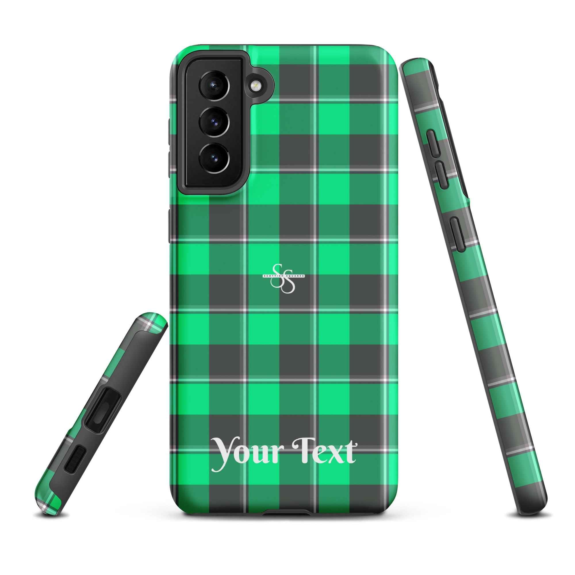 Personalized Spring Green and Finlandia Plaid Samsung Tough Case - Scottish Squares
