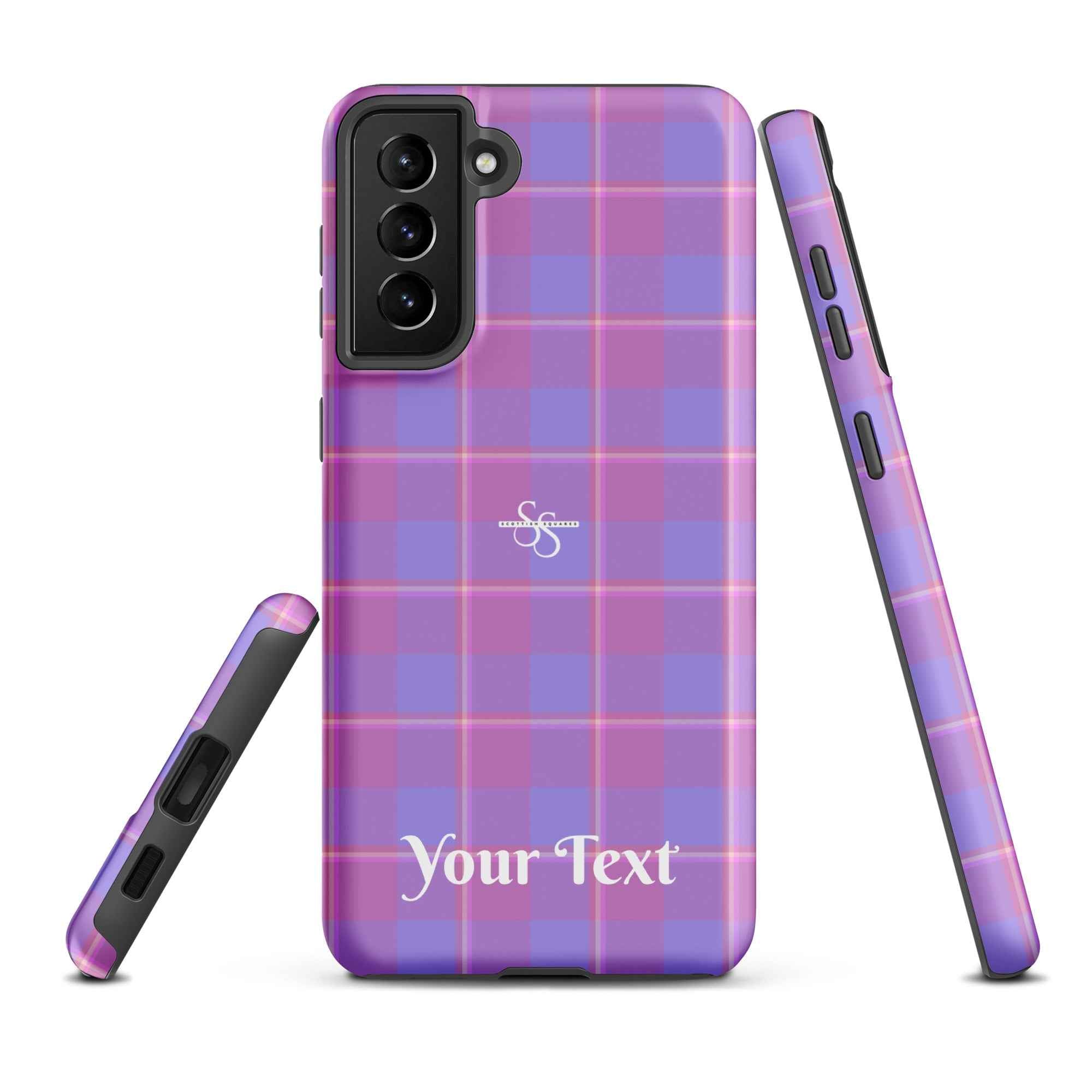 Personalized Viola and Dull Lavender Plaid Samsung Tough Case - Scottish Squares