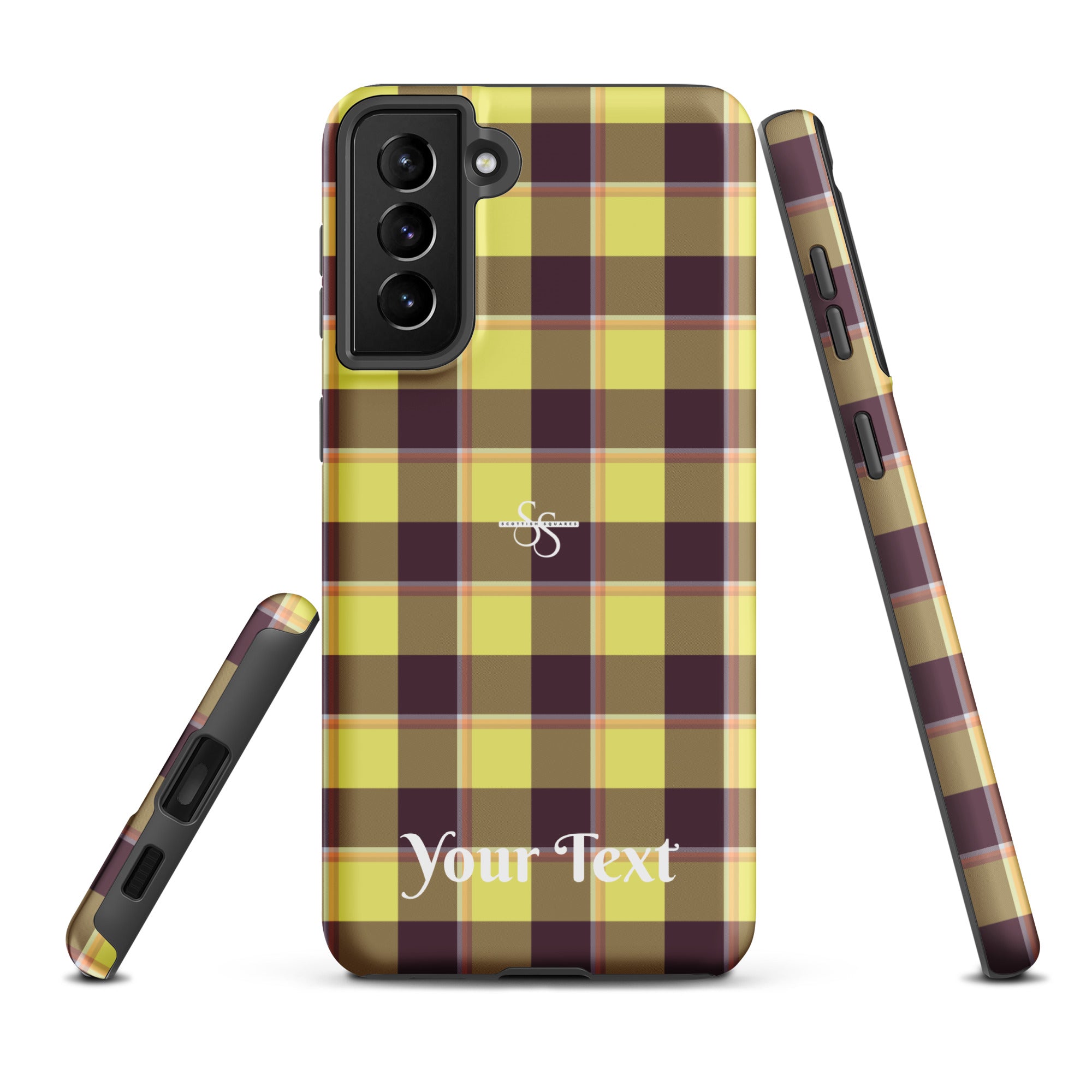 Personalized Flax and Livid Brown Plaid Samsung Tough Case - Scottish Squares
