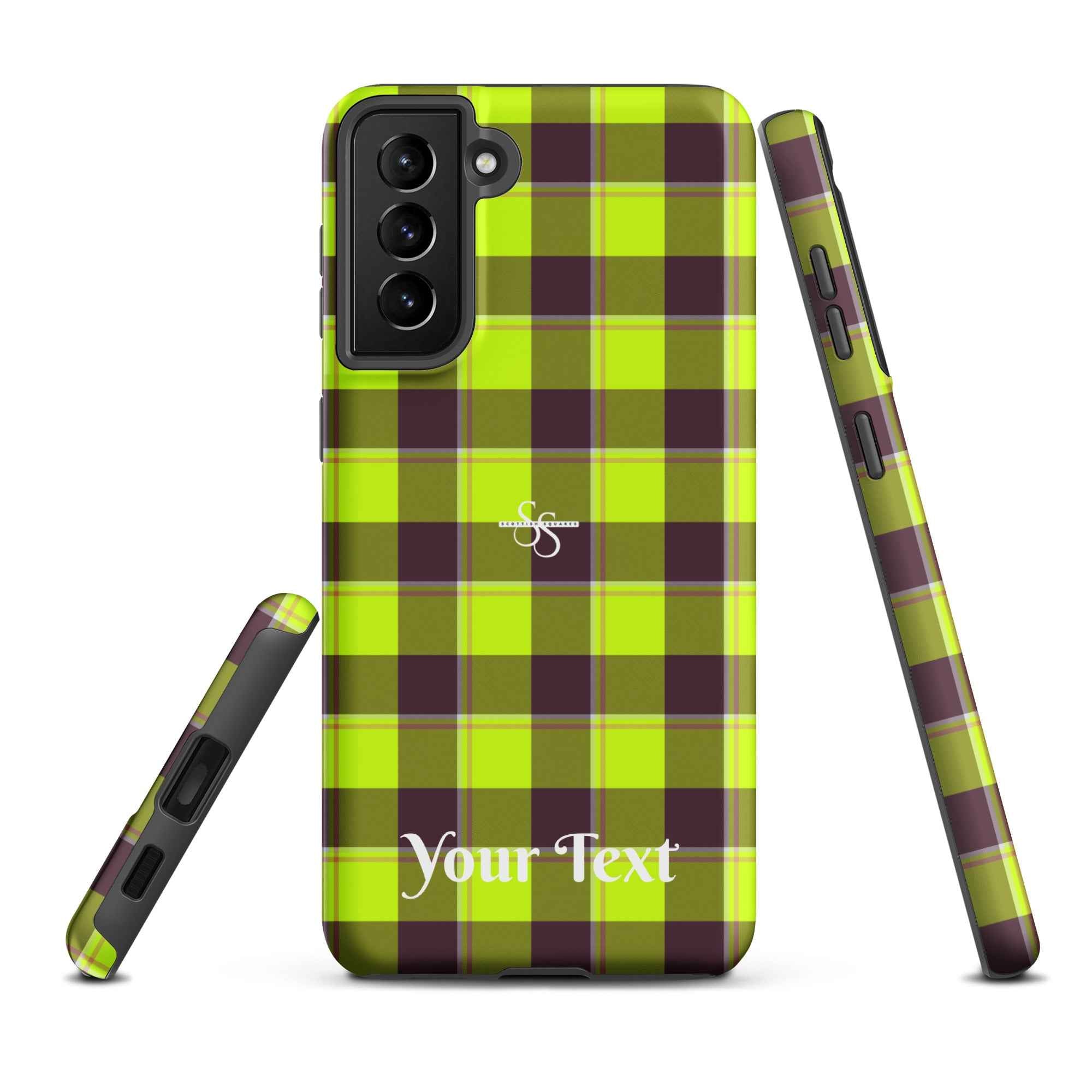 Personalized Electric Lime and Livid Brown Plaid Samsung Tough Case - Scottish Squares