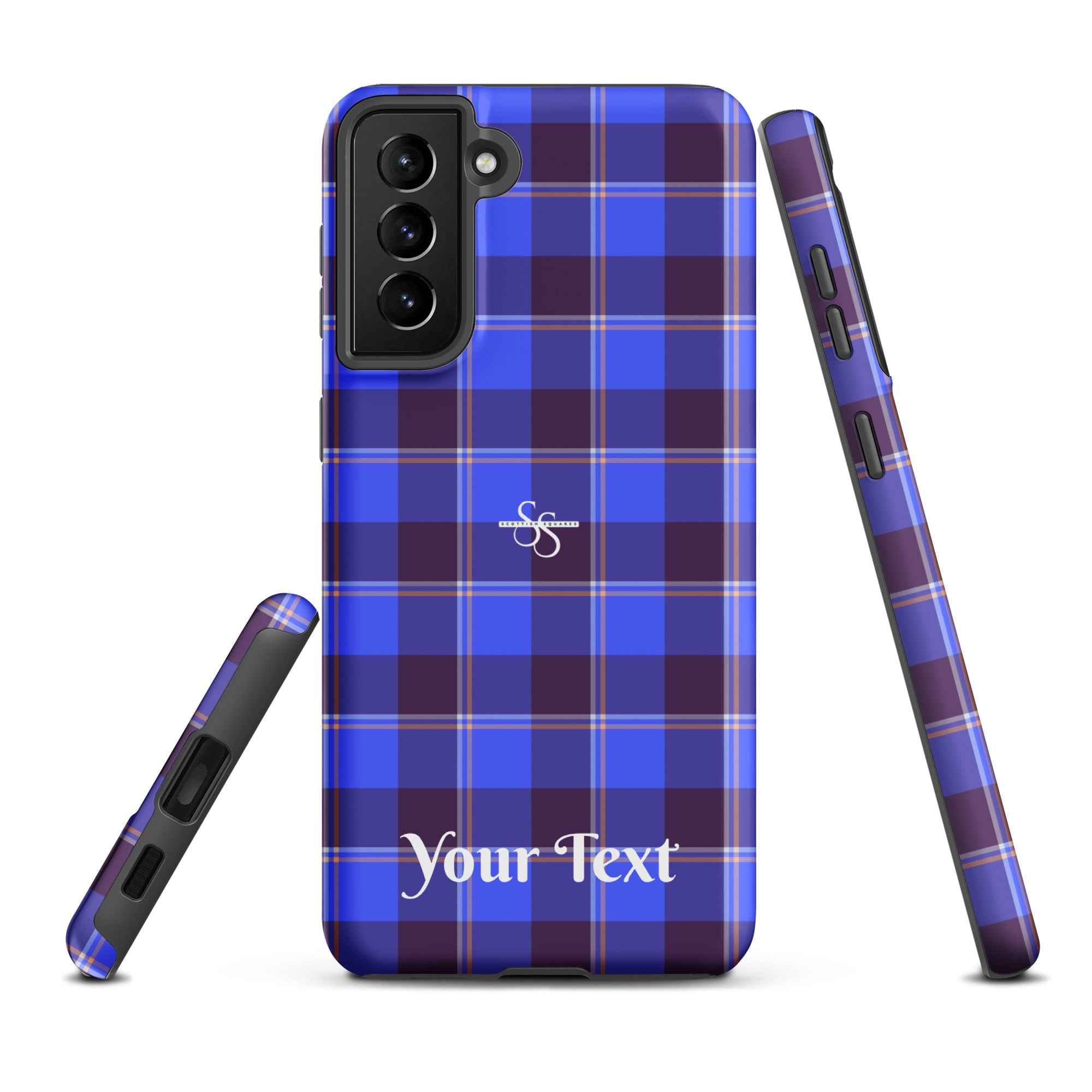 Personalized Cornflower Blue and Livid Brown Plaid Samsung Tough Case - Scottish Squares