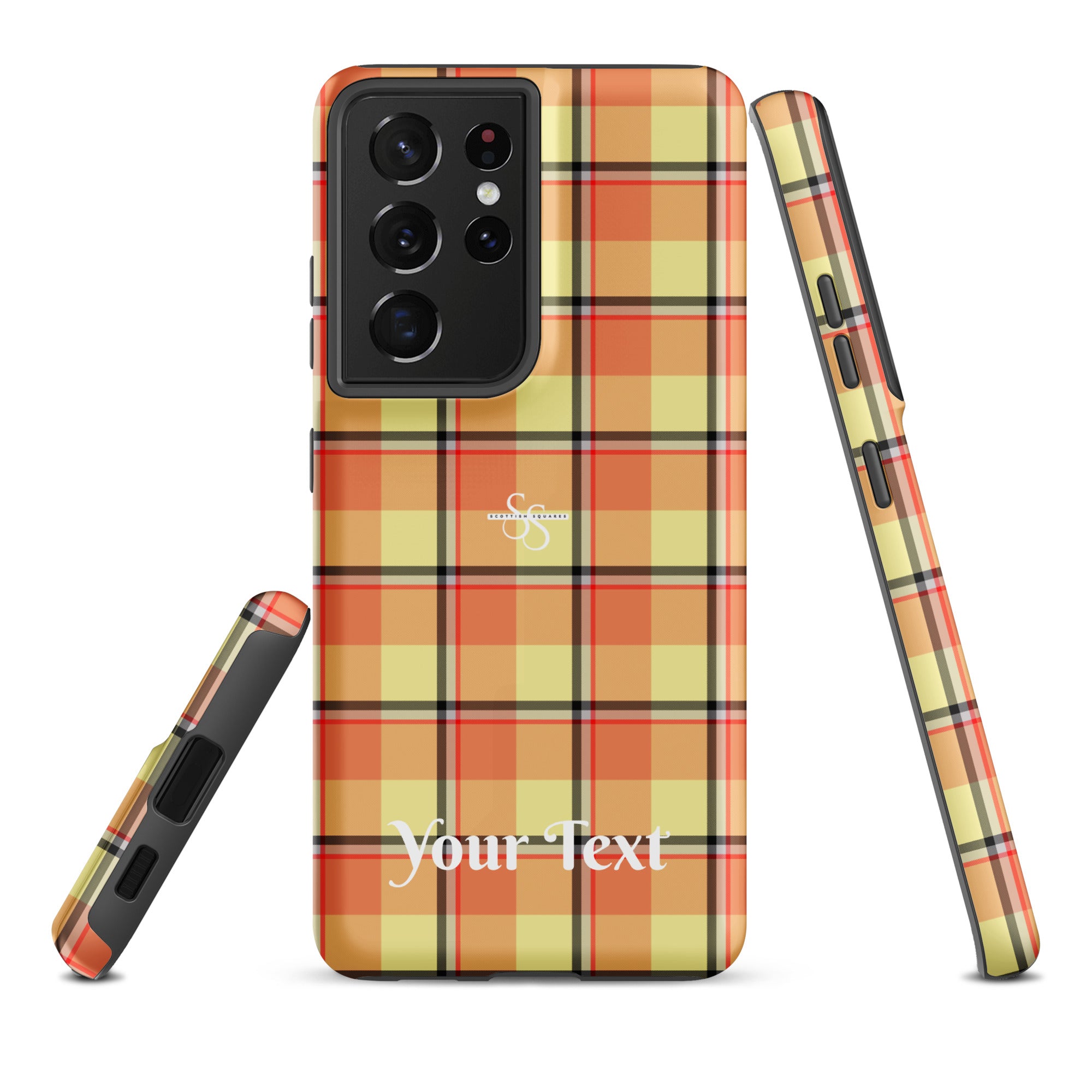 Personalized Claystone and Morning Mist Plaid Samsung Tough Case - Scottish Squares