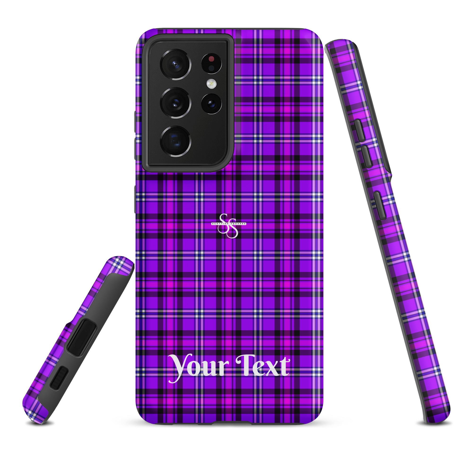 Personalized Electric Violet and Fuchsia Plaid Samsung Tough Case - Scottish Squares