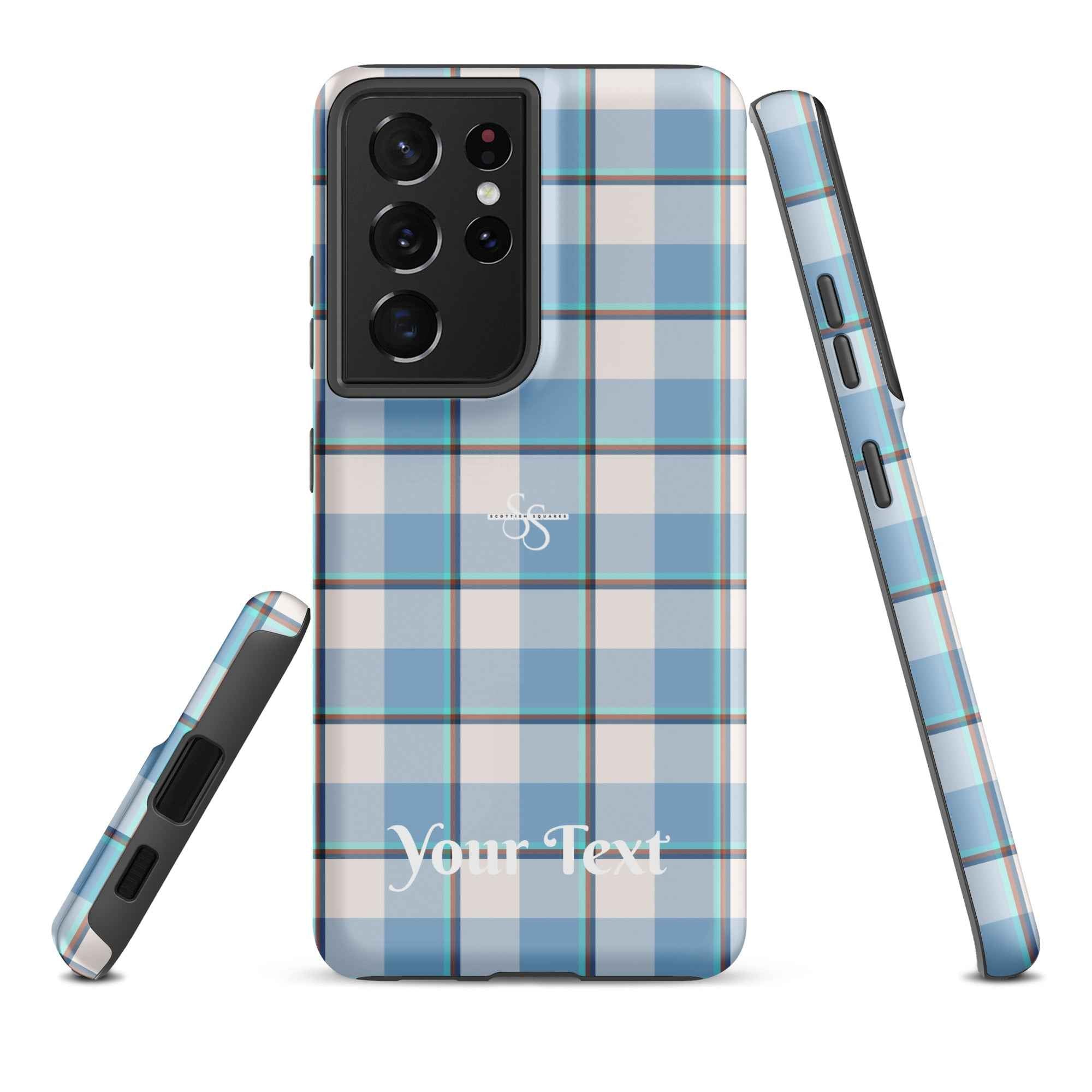 Personalized Pink Cloud and Blue Lagoon Plaid Samsung Tough Case - Scottish Squares