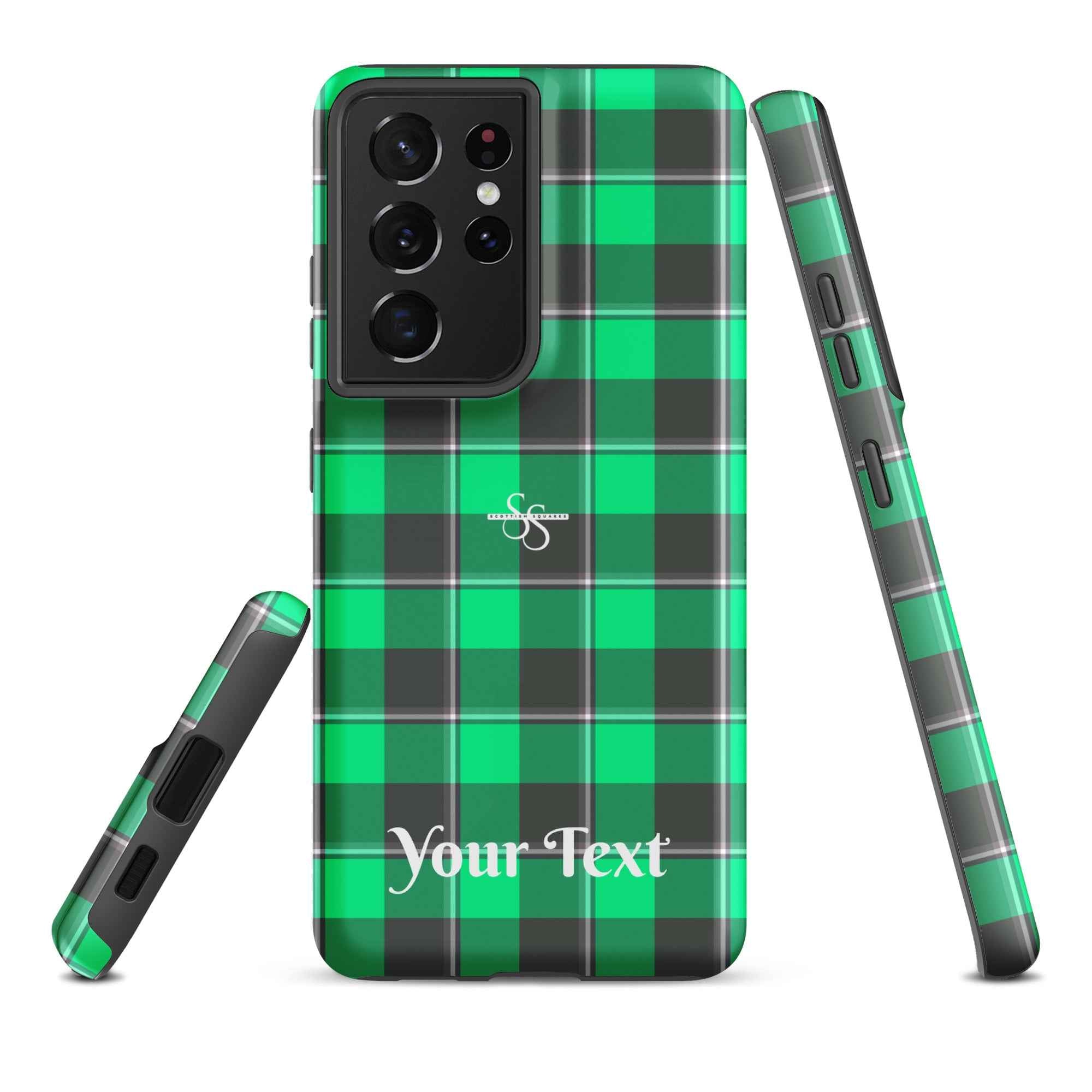 Personalized Spring Green and Finlandia Plaid Samsung Tough Case - Scottish Squares