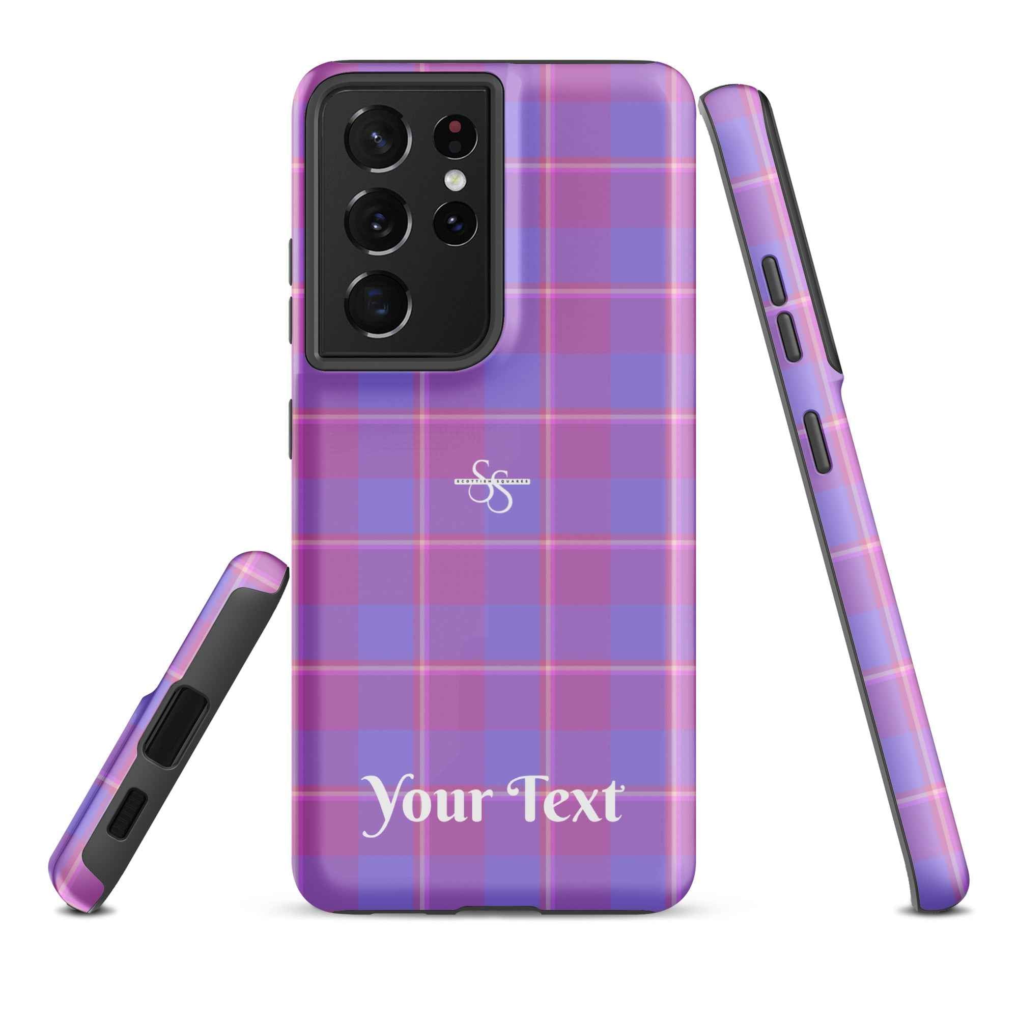 Personalized Viola and Dull Lavender Plaid Samsung Tough Case - Scottish Squares