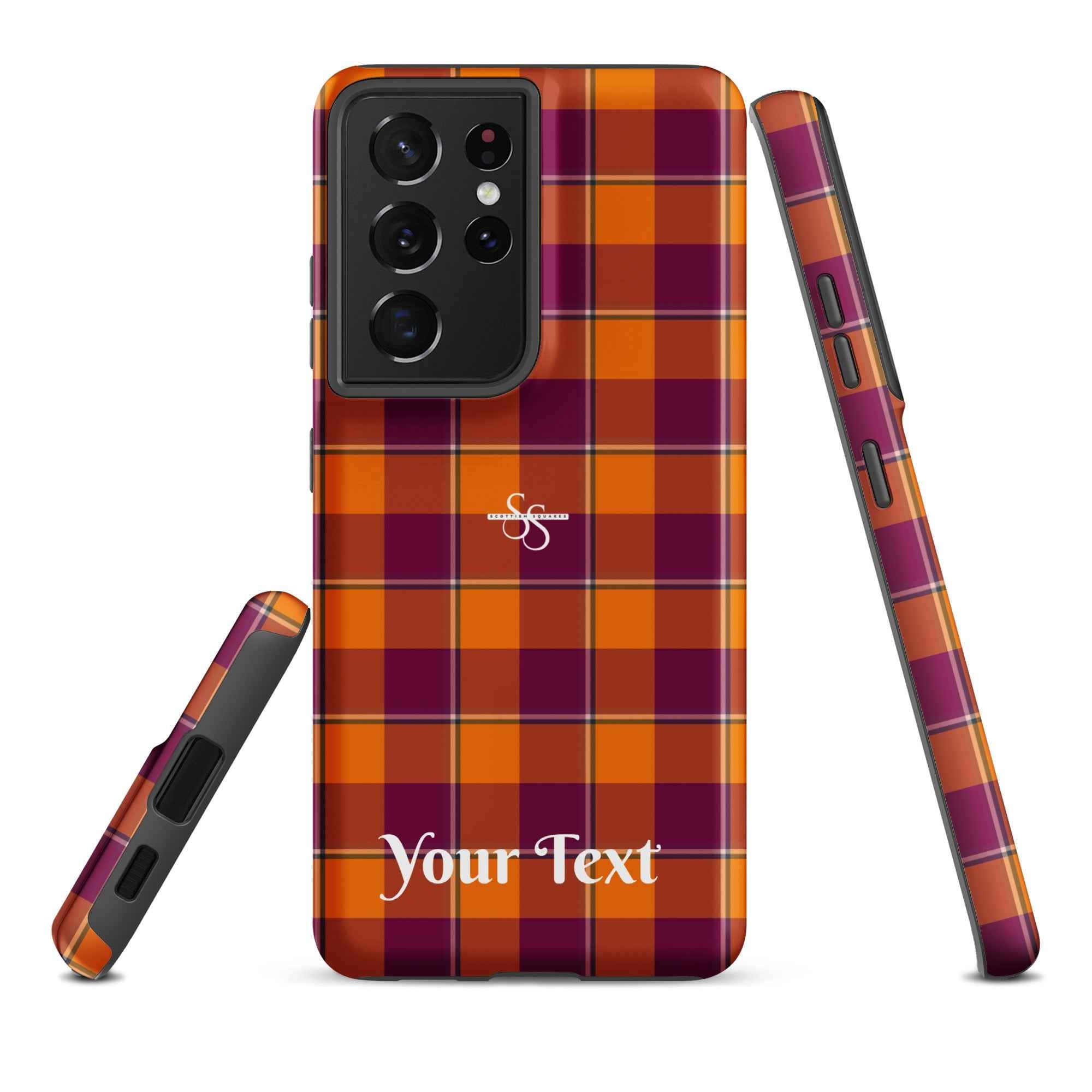 Personalized Tahiti Gold and Rose Bud Cherry Plaid Samsung Tough Case - Scottish Squares