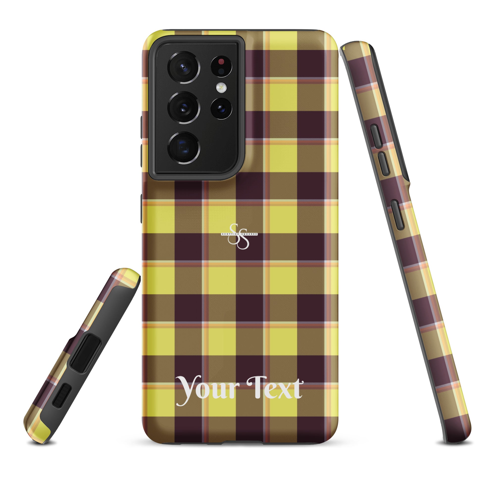Personalized Flax and Livid Brown Plaid Samsung Tough Case - Scottish Squares