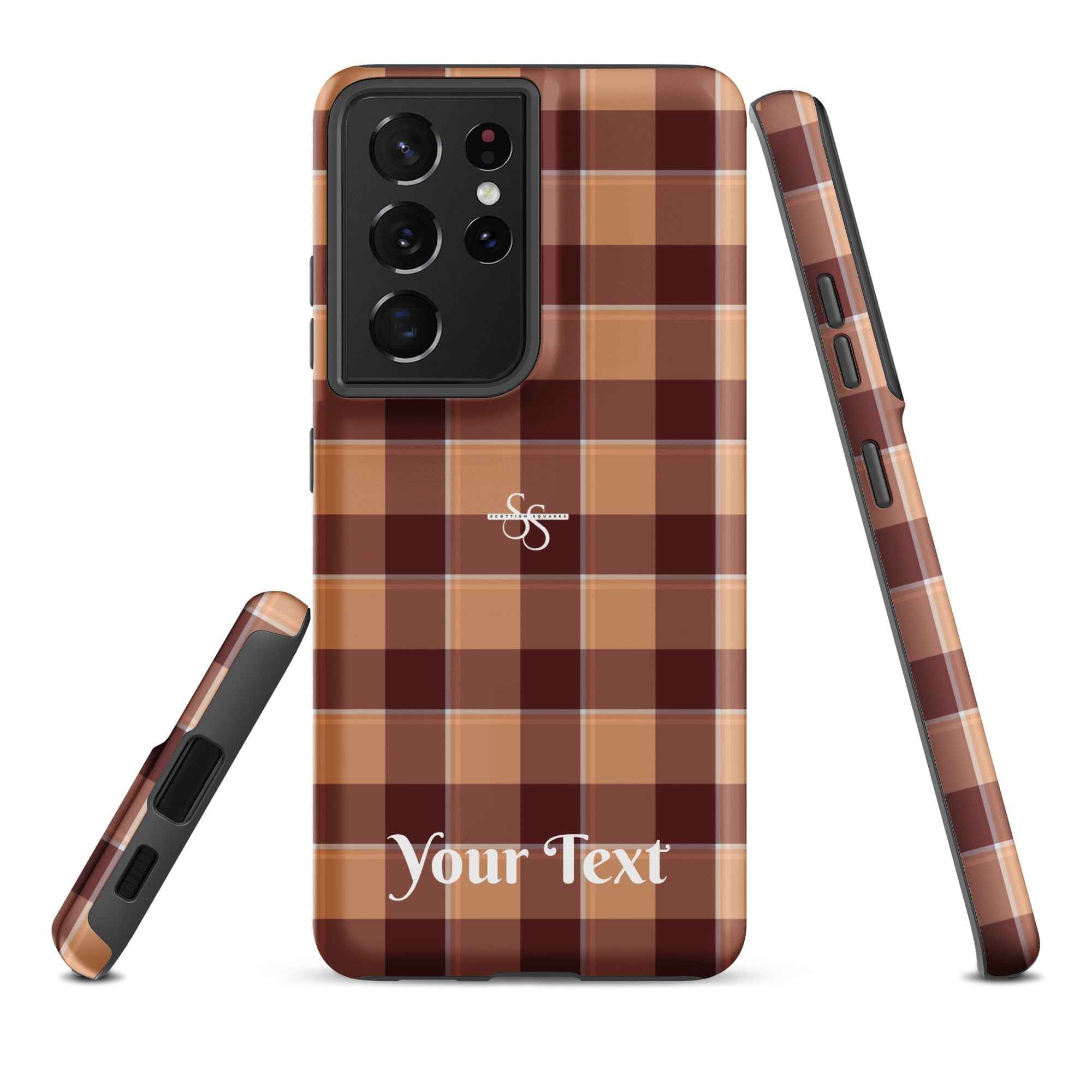 Personalized Whiskey and Livid Brown Plaid Samsung Tough Case - Scottish Squares