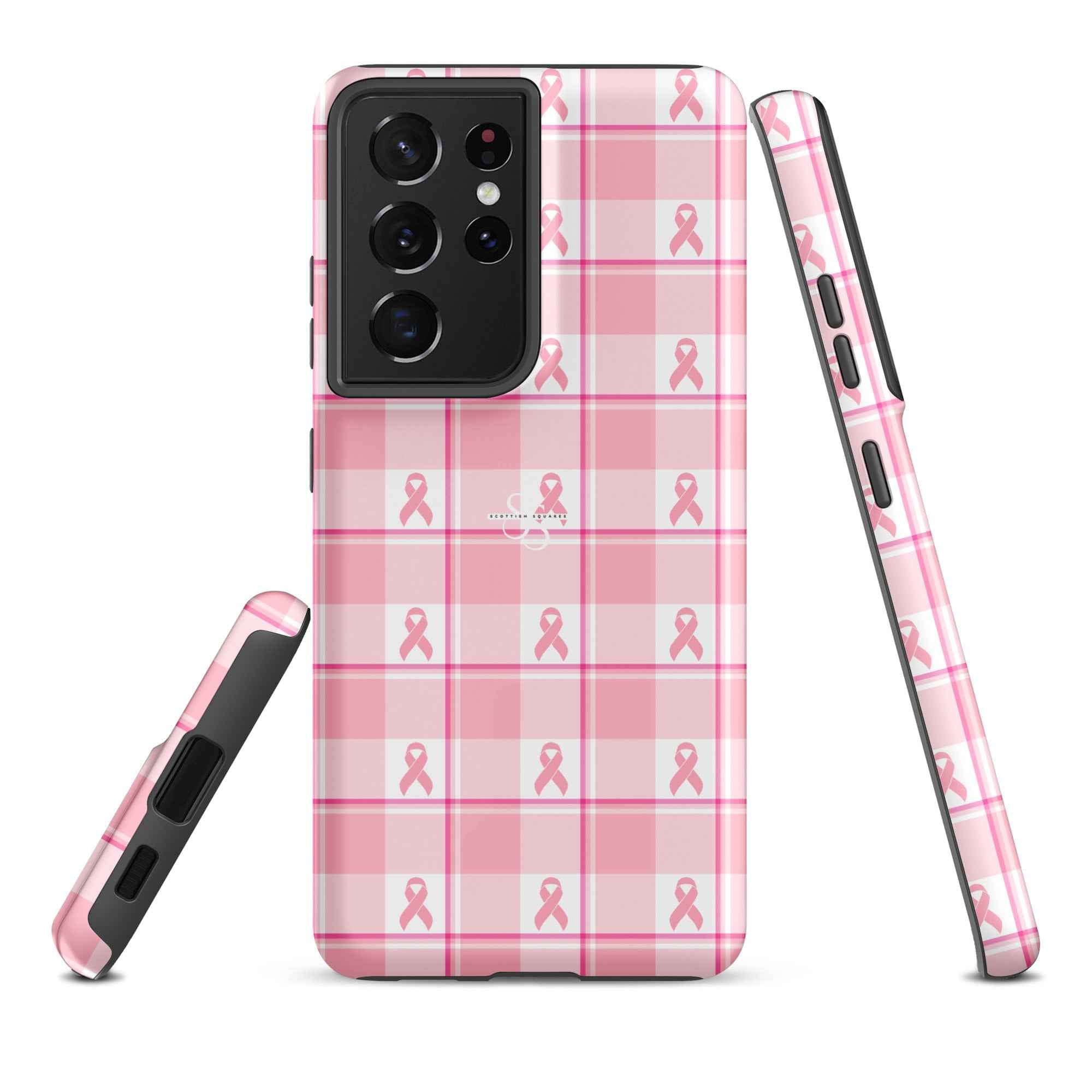 Tough Case for Samsung Breast Cancer Awareness Plaid Samsung Galaxy S21 Ultra - Scottish Squares