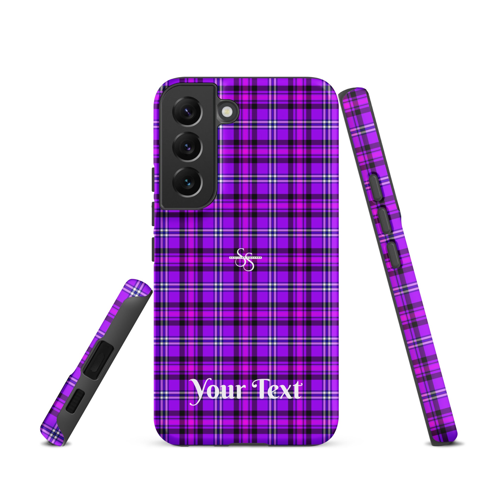 Personalized Electric Violet and Fuchsia Plaid Samsung Tough Case - Scottish Squares