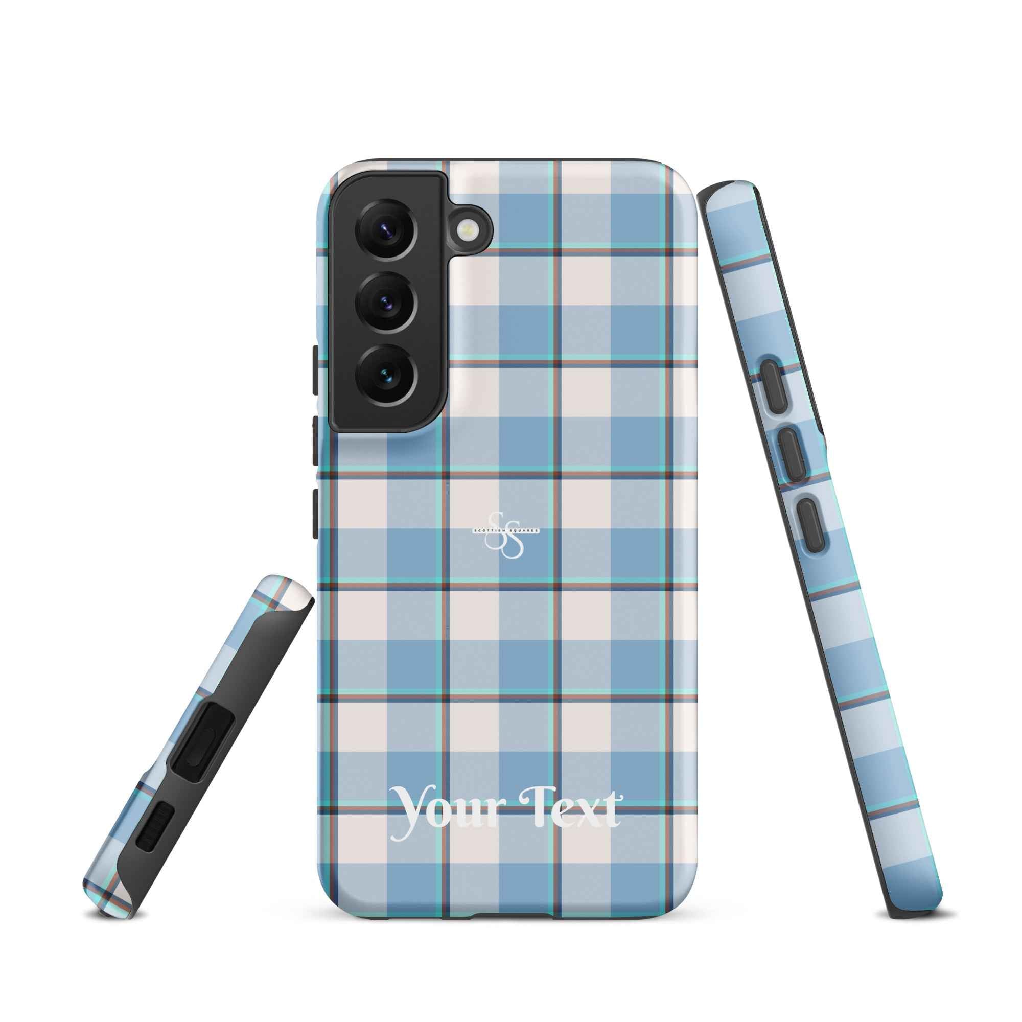 Personalized Pink Cloud and Blue Lagoon Plaid Samsung Tough Case - Scottish Squares