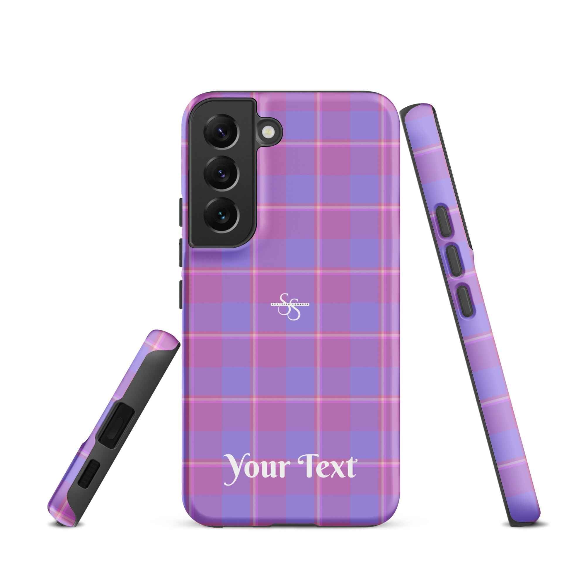 Personalized Viola and Dull Lavender Plaid Samsung Tough Case - Scottish Squares