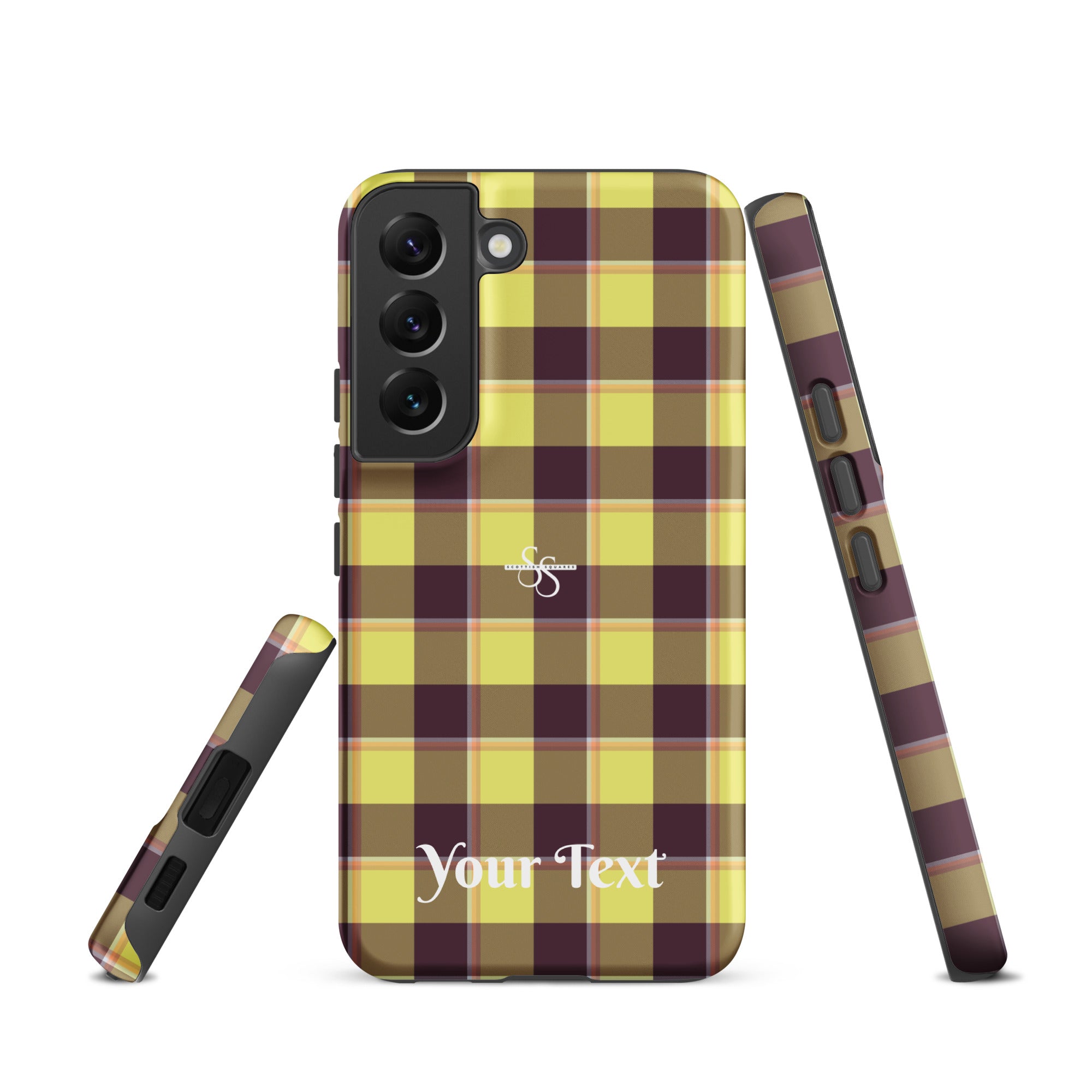 Personalized Flax and Livid Brown Plaid Samsung Tough Case - Scottish Squares