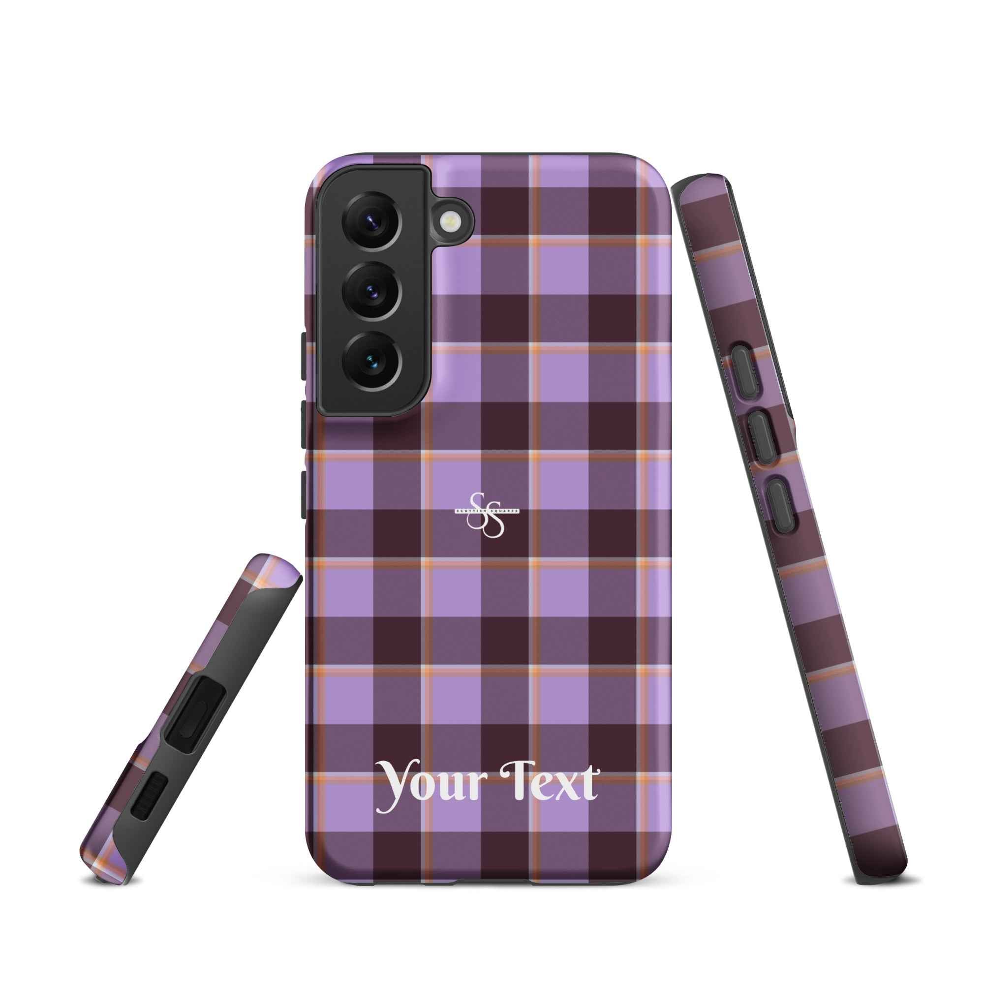 Personalized Light Wisteria and Livid Brown Plaid Samsung Tough Case - Scottish Squares