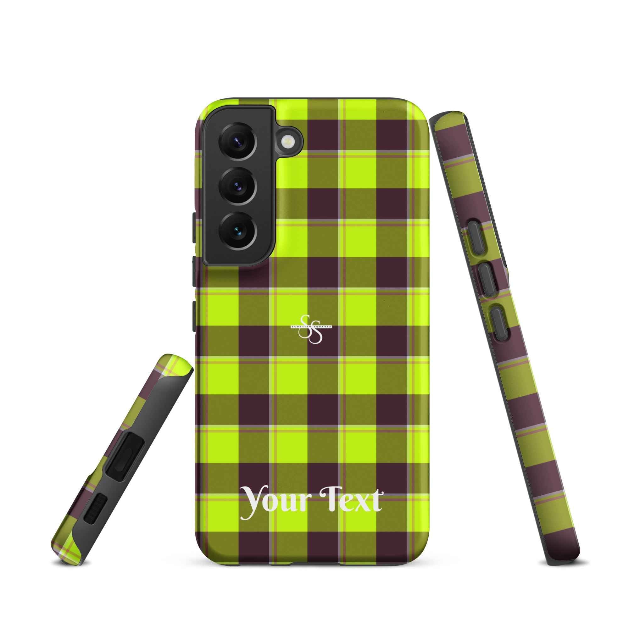 Personalized Electric Lime and Livid Brown Plaid Samsung Tough Case - Scottish Squares