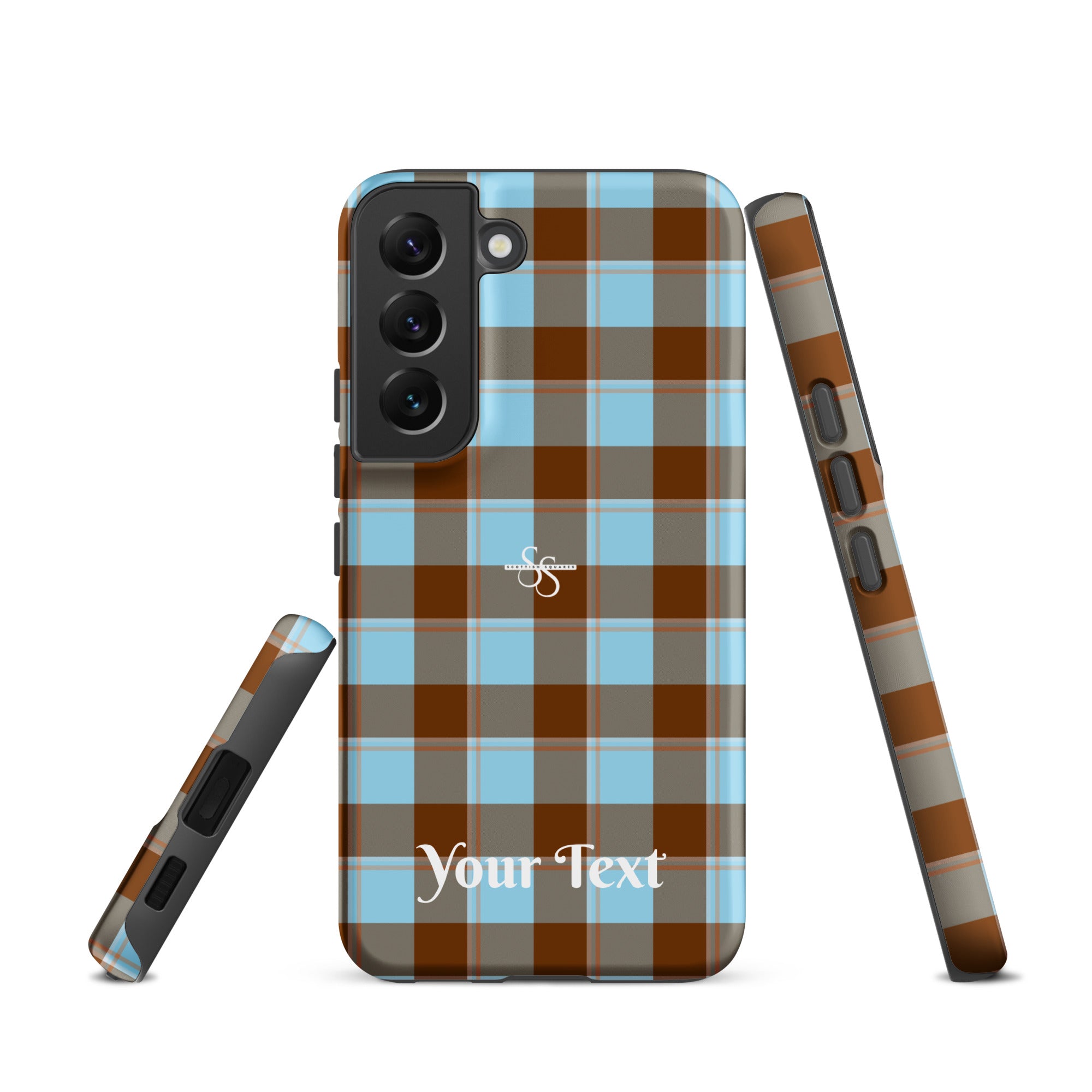 Personalized Blizzard Blue and Livid Brown Plaid Samsung Tough Case - Scottish Squares