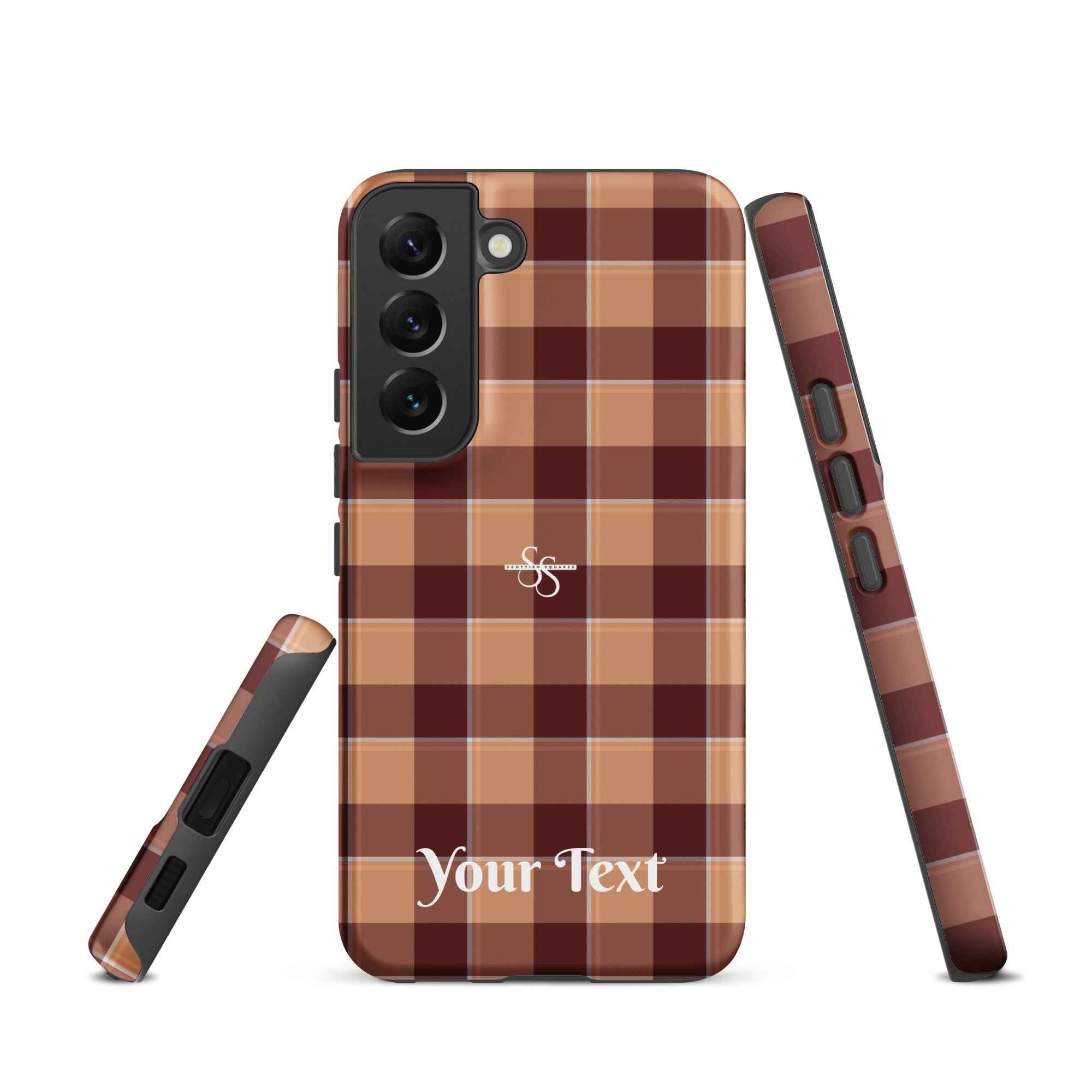 Personalized Whiskey and Livid Brown Plaid Samsung Tough Case - Scottish Squares